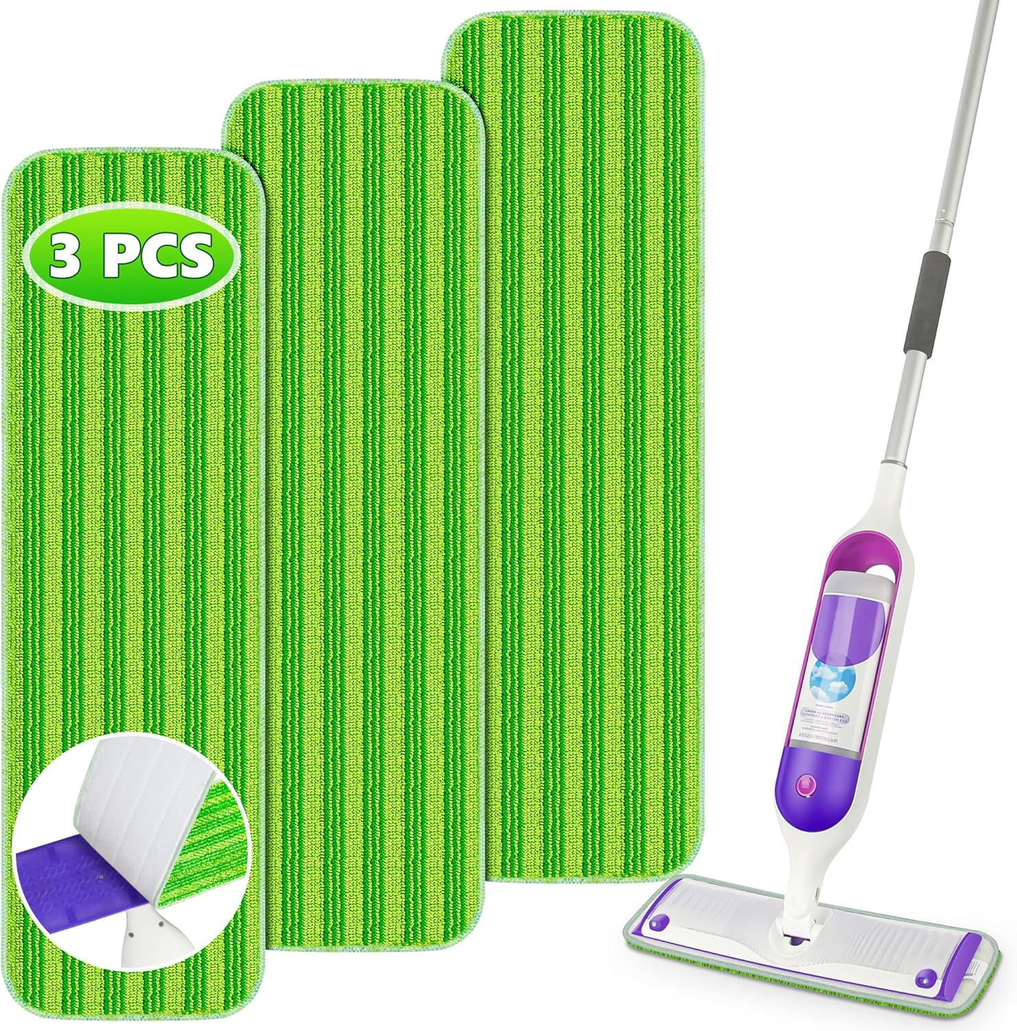 Reusable Mop Pads Compatible with Swiffer PowerMop, Microfiber Mop Pads Refills Mop Heads Replacement for Swiffer Mop Spray Mop Floor Mop, Washable Reusable Floor Mopping Refills, 3 Pack Reusable Mop Pads Compatible with Swiffer PowerMop, Microfiber Mop Pads Refills Mop Heads Replacement for Swiffer Mop Spray Mop Floor Mop, Washable Reusable Floor Mopping Refills, 3 Pack