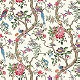 VEELIKE Retro Floral Peel and Stick Wallpaper Vintage Paradise Bird Wallpaper Prepasted Removable Chinoiserie Wall Paper for Bedroom Bathroom 17.7''x118'' Self Adhesive Floral Contact Paper for Walls