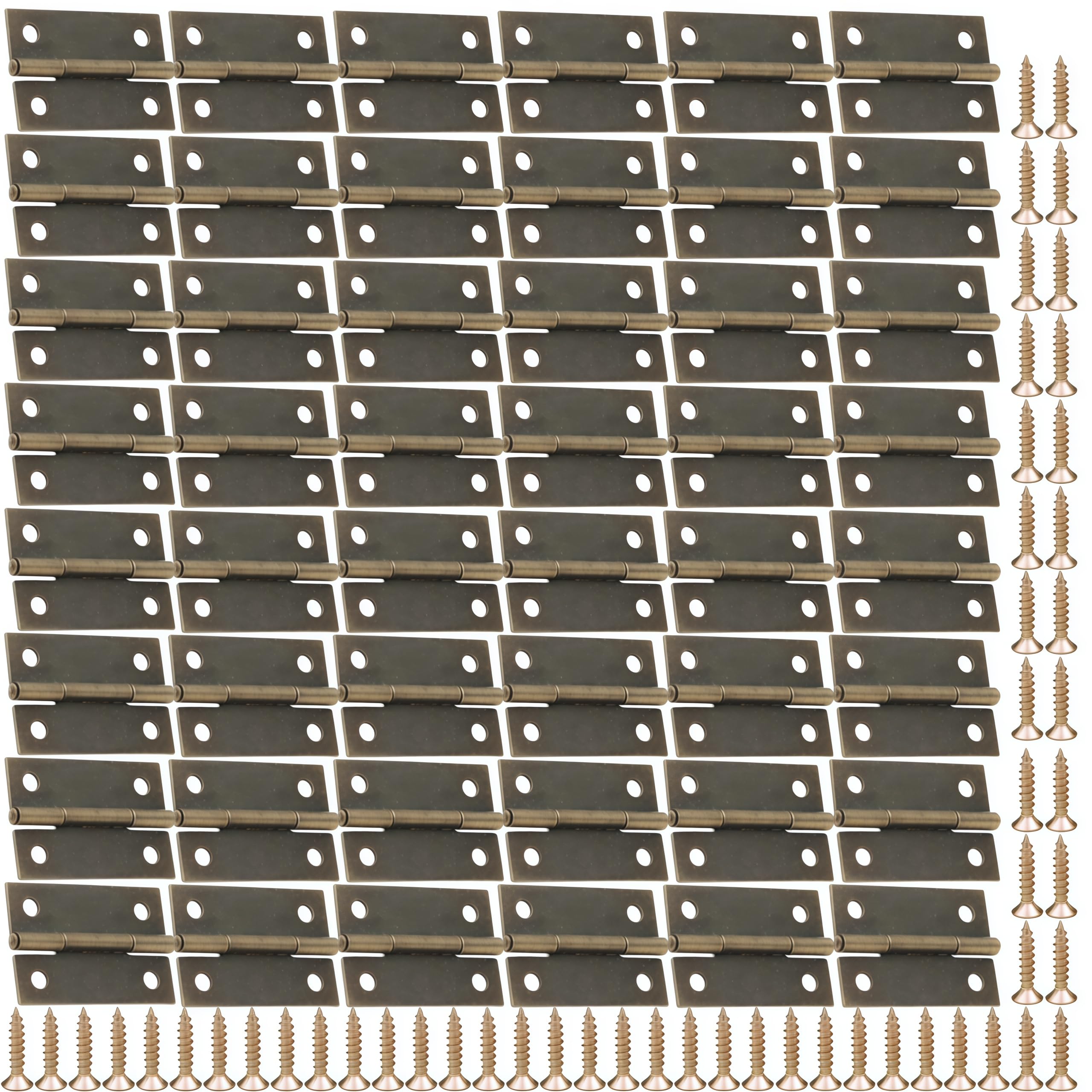Vbnexyr Bronze Hinges 50 Piece Iron 1.5 Inch Folding Hinge Wooden Box Bag Hardware With Screws Antique