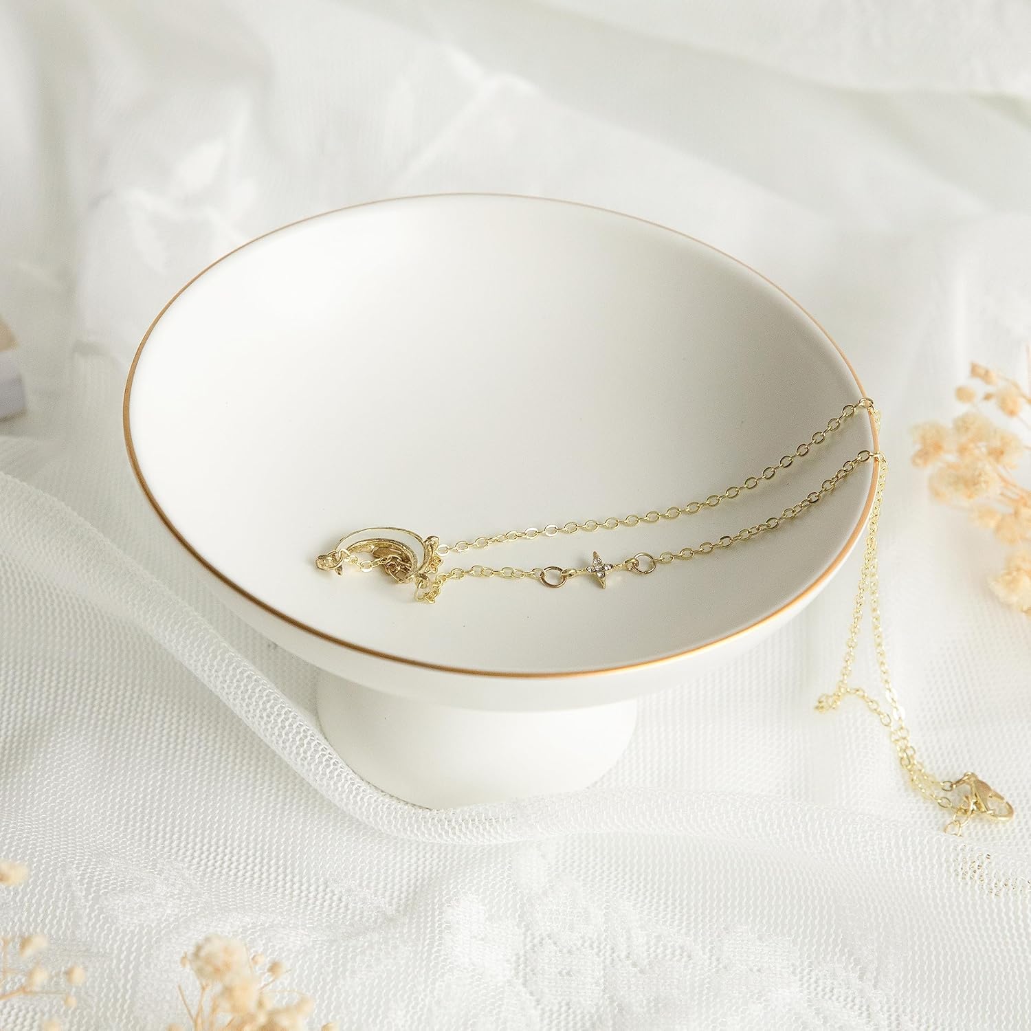 COLLECTIVE HOME Ceramic Jewelry Tray, Decorative Jewelry