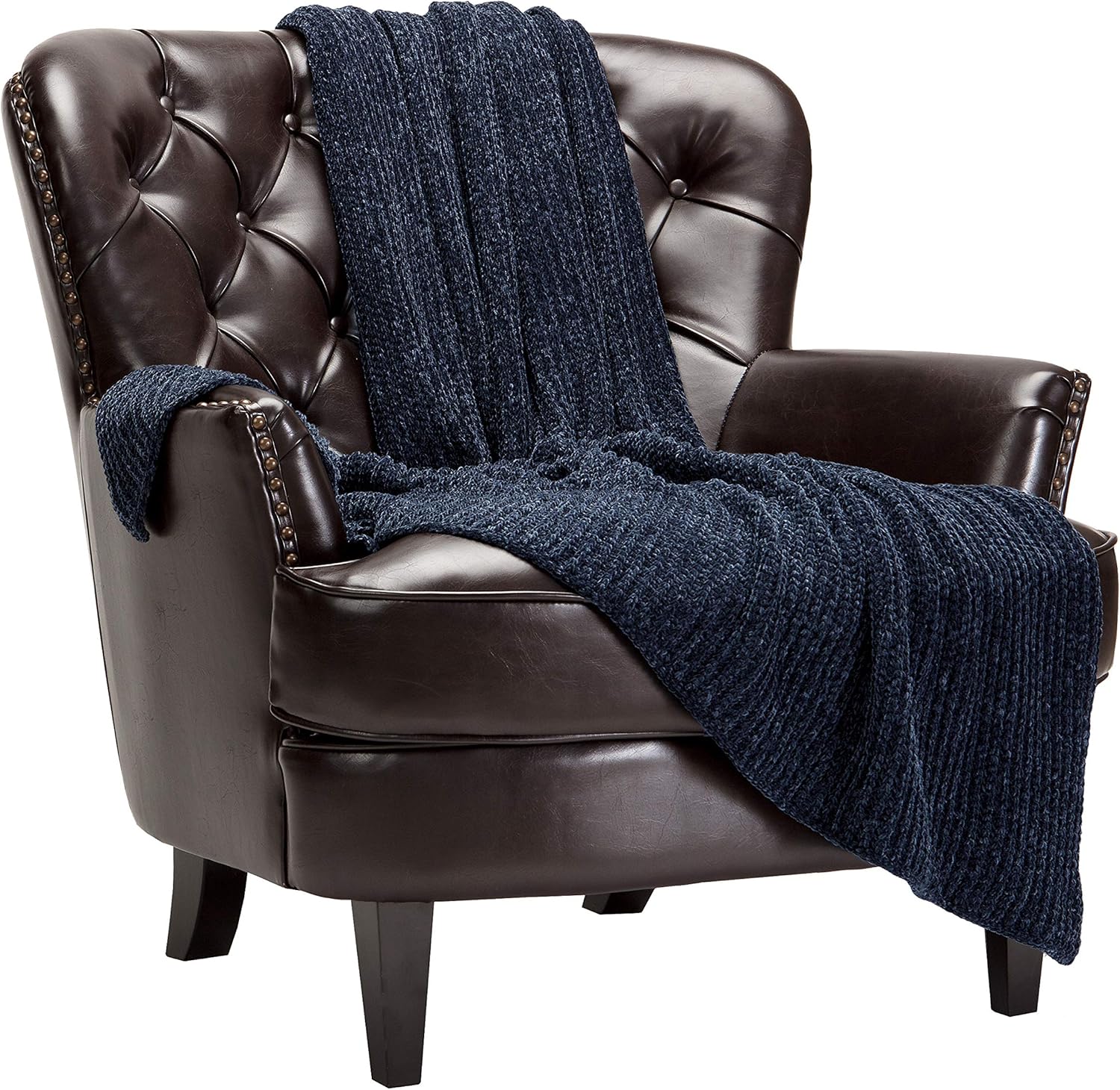 Chanasya Premium Knit Chenille Throw Blanket - Soft, Plush Decorative Throw Blanket - 50" x 65” - Charcoal