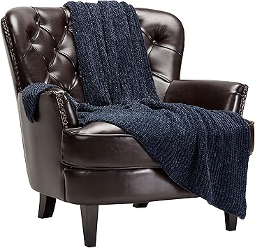 Chanasya Premium Knit Chenille Throw Blanket - Soft, Plush Decorative Throw Blanket - 50" x 65 - Charcoal