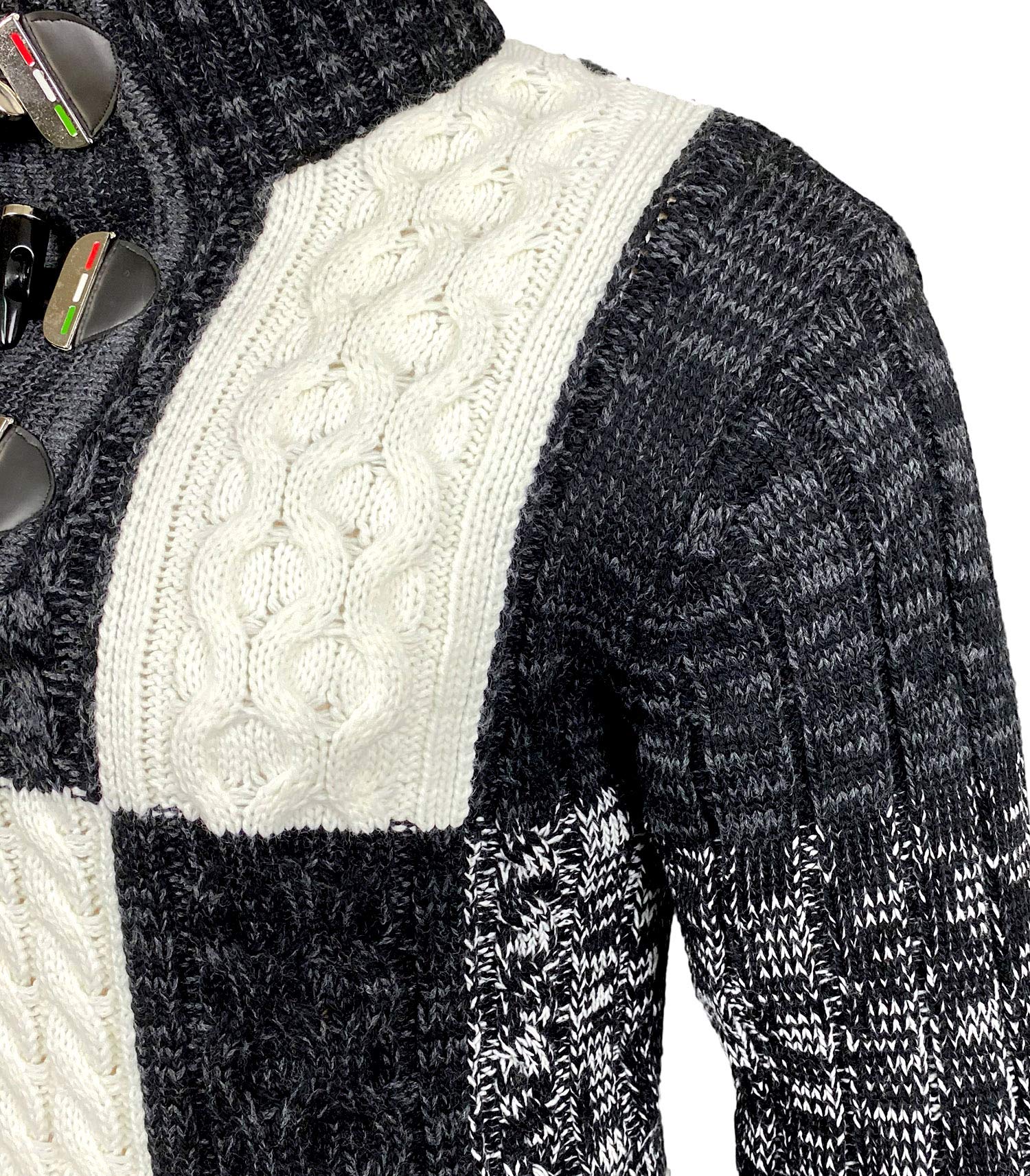 Baxboy Herren Grobstrick Pullover Strickpullover Stehkragen Winter-Freizeit-Jacke Muster Design Meliert Sweatshirt Pulli B-51112