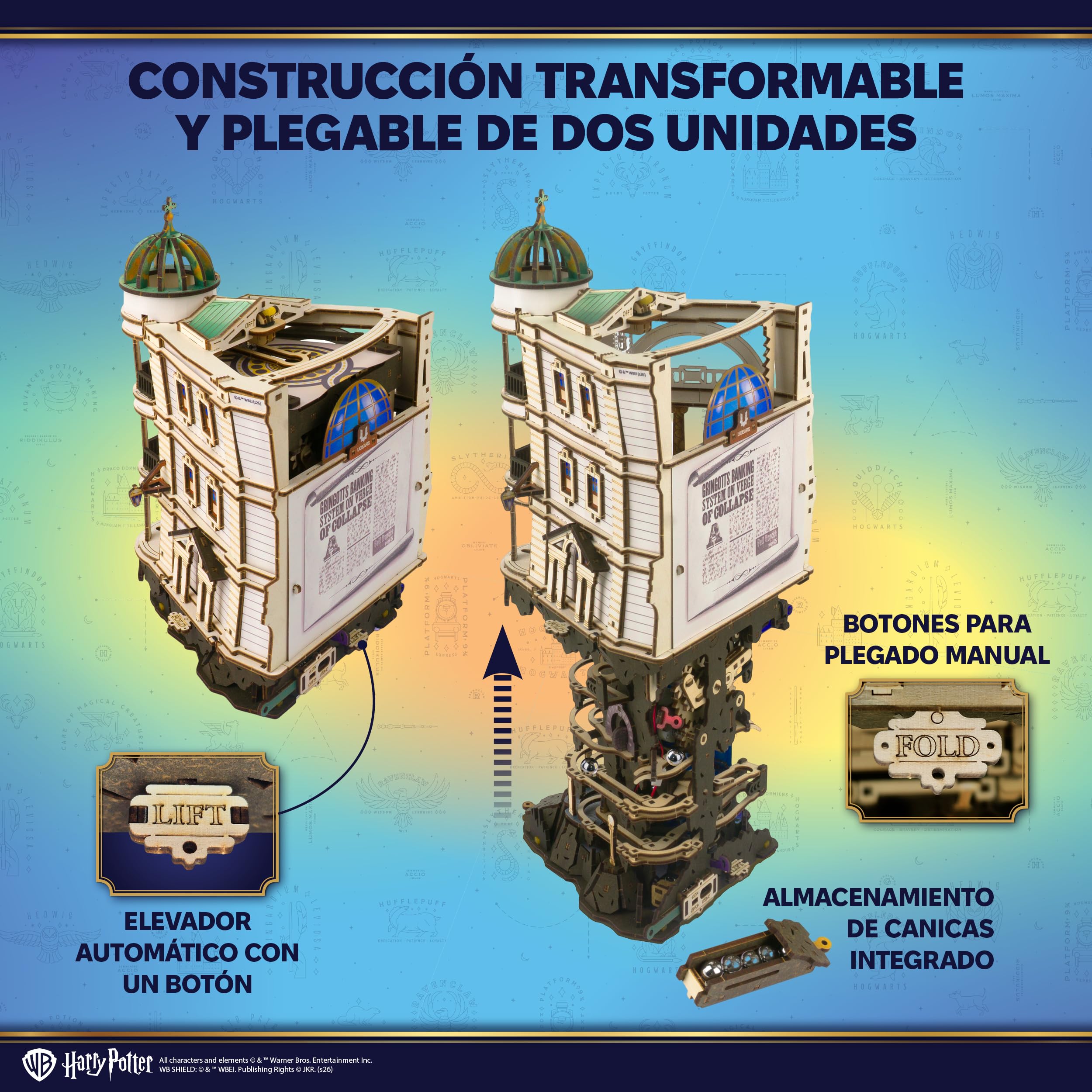 UGEARS Harry Potter Banco Mágico Gringotts Puzzle 3D de Madera - Maquetas para Construir Adultos, Regalo Cumpleaños Hombre, Rompecabezas Madera Adultos, Maquetas para Montar, DIT Kit, Construcciones