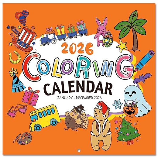 Kids Coloring Wall Calendar – 12 Months