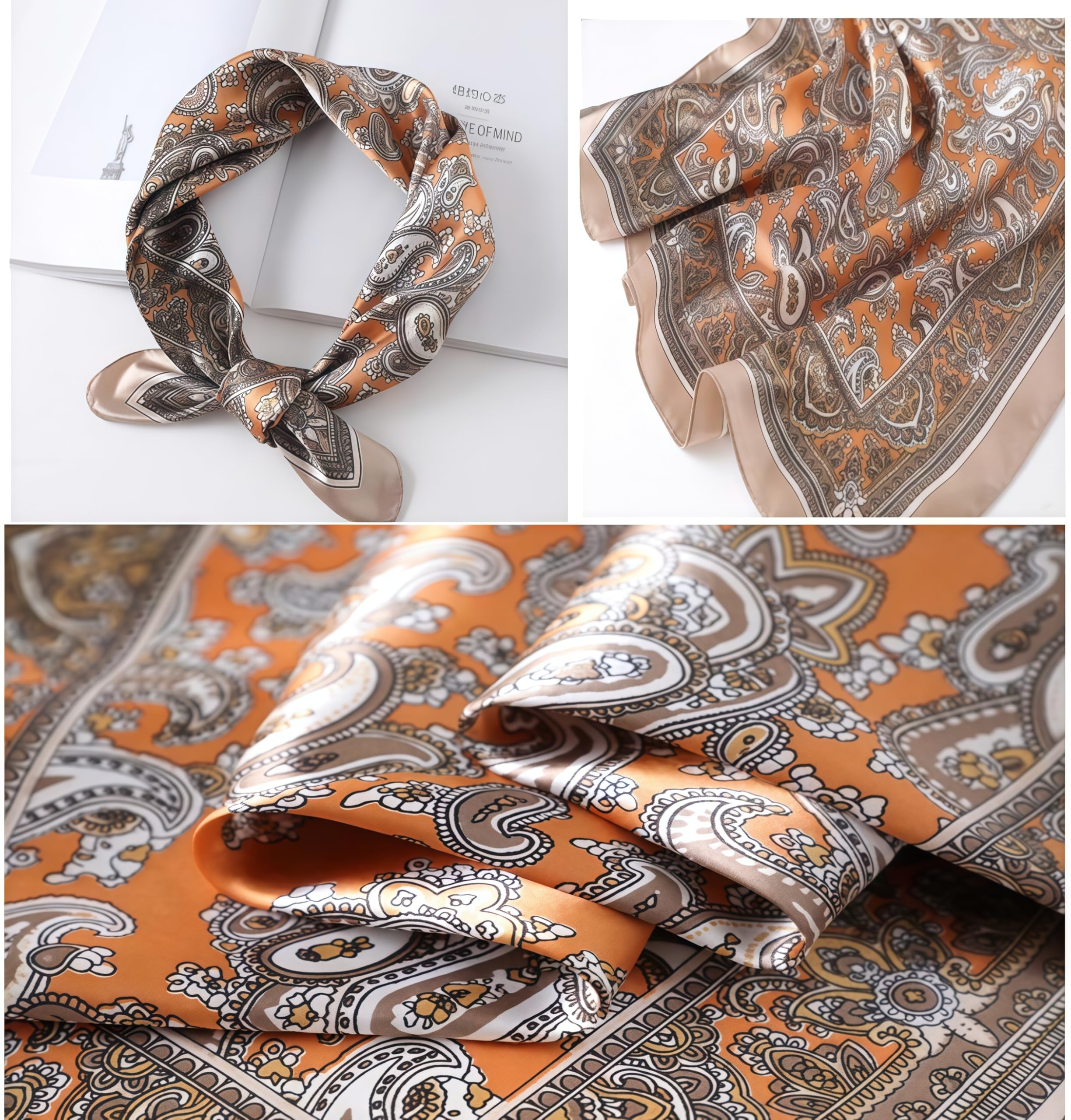 6 Pañuelos De Seda Sintética Multifunción 60x60 Cm – Turbante, Bufanda De Cuello, Diadema, Accesorio Unisex Para El Pelo, Estilo Hip Hop (6 Colores)