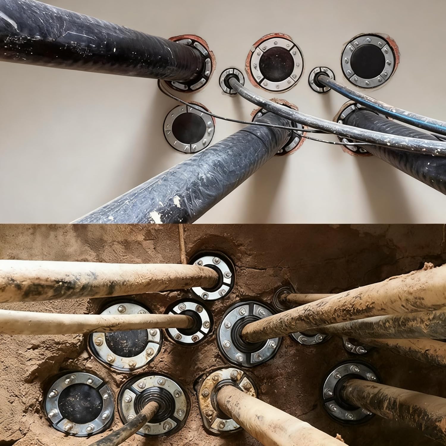 2pcs Rubber Cable Conduit Plug,Cable Duct Plug, Fits 3.7"-4.1" Inner Diameter Pipes,Works with Cables Up to 2.1",Empty/Loaded Conduits, Compatible with PVC/Iron/Steel Pipes (3.7"-4.1")