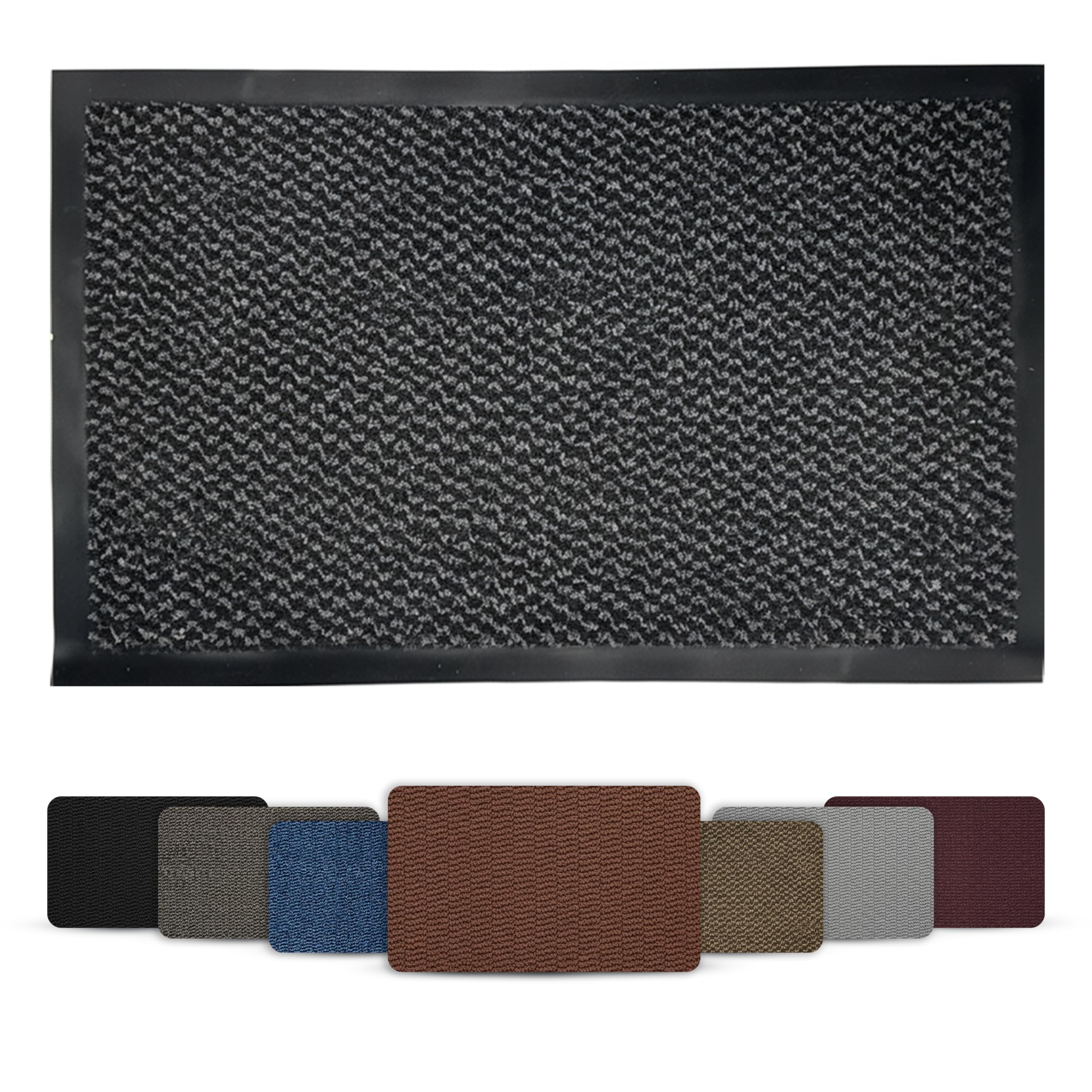 Door Mat Indoor Outdoor Non Slip Rubber Mat – Heavy Duty Washable Floor Mat, Super Absorbent Dirt Trapper Doormat for Front Door, Kitchen & Entrance Hallway (Anthracite, 80cm x 140cm)