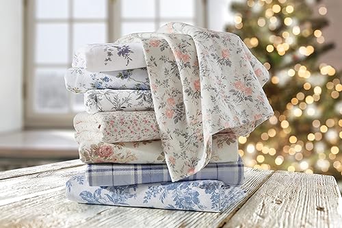 Miniatura 11 de Laura Ashley Home - Sábanas matrimoniales, juego de ropa de cama de franela de algodón, cepillado para mayor suavidad y comodidad (Paisley Prance,