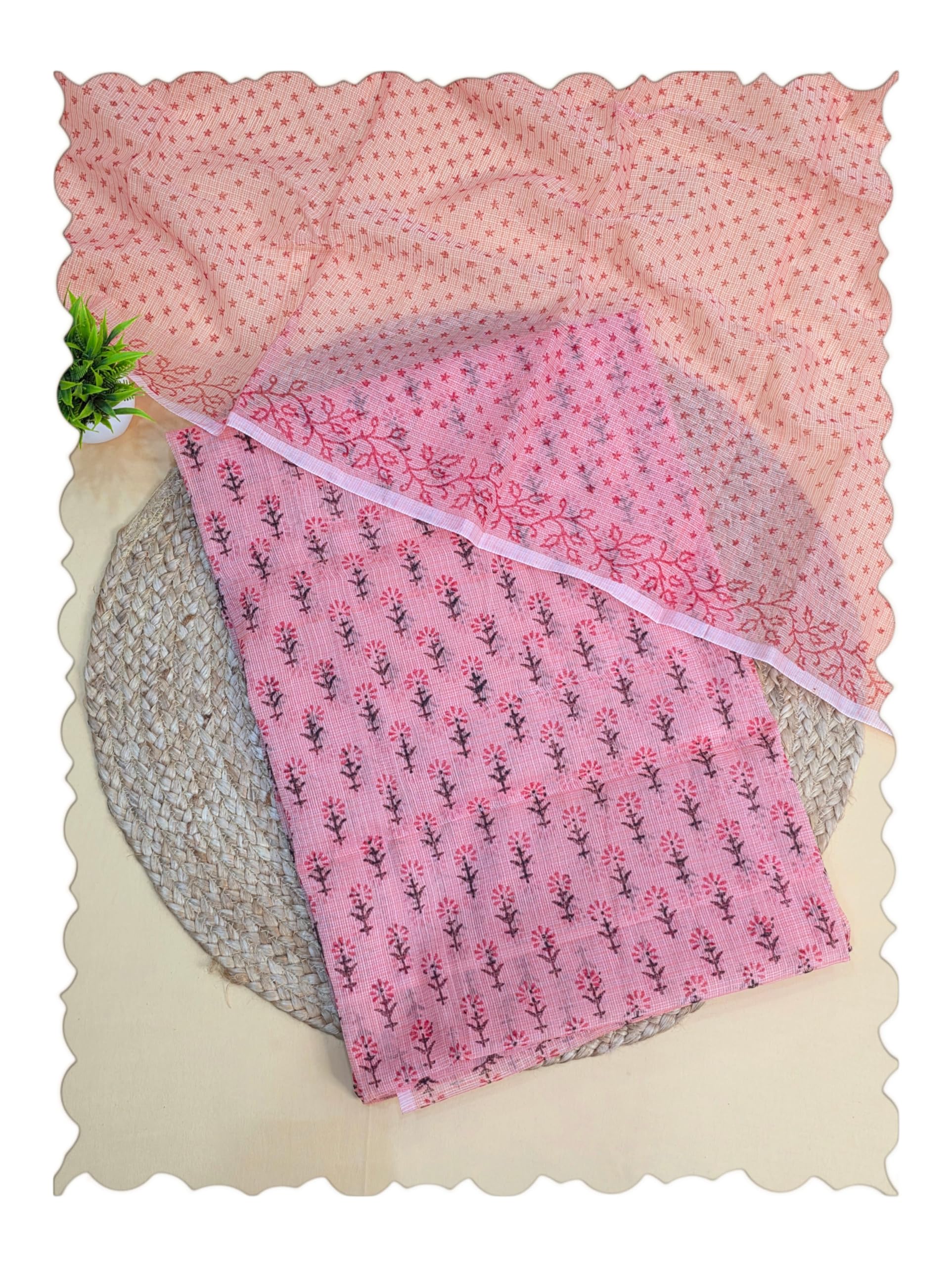 Women's Kota Doria Hand Block Print Unstitched Suit Set 2.5 Meter Top & 2.5 Meter Dupatta No Bottom Lightweight Kota Fabric (HANDLOOM CLOTH STORE) HCS10HBPS-picture-40