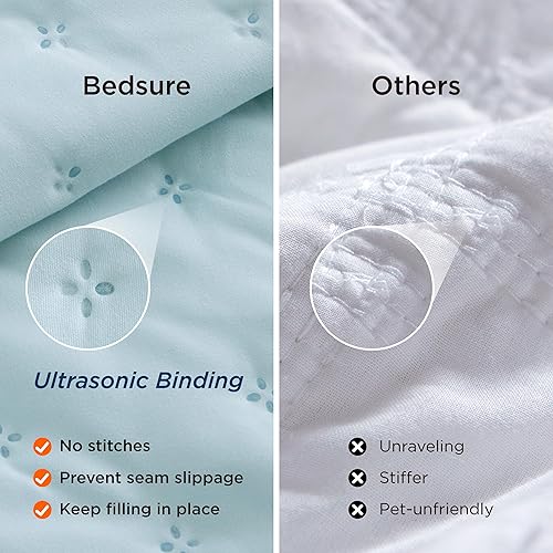 Vista 84 de Bedsure - Juego de colcha tamaño individual extralargo, ultrasónico suave, diseño de trébol, colcha ligera para todas las estaciones
