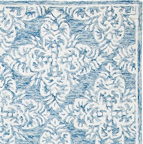 Miniatura 7 de Safavieh Micro-Loop Collection - Alfombra de área de 8 x 10 pies, azul y marfil, lana enrejada hecha a mano, ideal para zonas de alto tráfico en