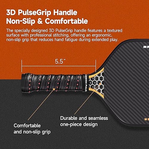 Miniatura 7 de V7 Pro Pickleball - Paletas de pickleball T700 de fibra de carbono con núcleo de polipropileno de 0.63 pulgadas, mango de agarre de pulso 3D,