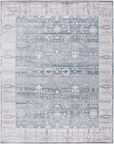 Miniatura 10 de SAFAVIEH Valencia Collection - Alfombra de pasillo de 2 pies 3 pulgadas x 12 pies, color gris y verde, diseño bohemio chic envejecido, no desprende