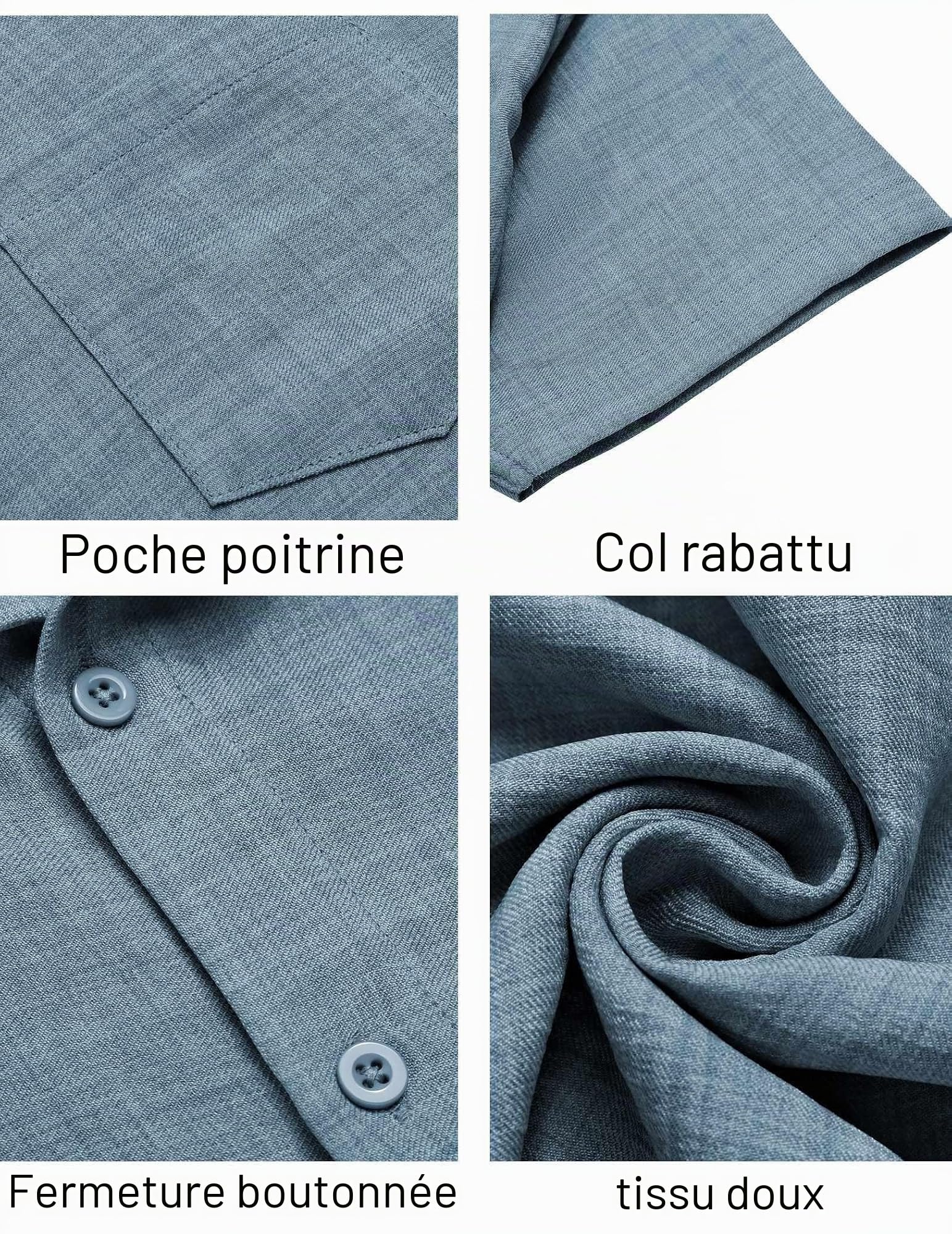 COOFANDY Chemise Homme Manches Courtes Été Loisirs Chemises Hommes Légère Plage Regular Fit Chemise avec Poche Poitrine