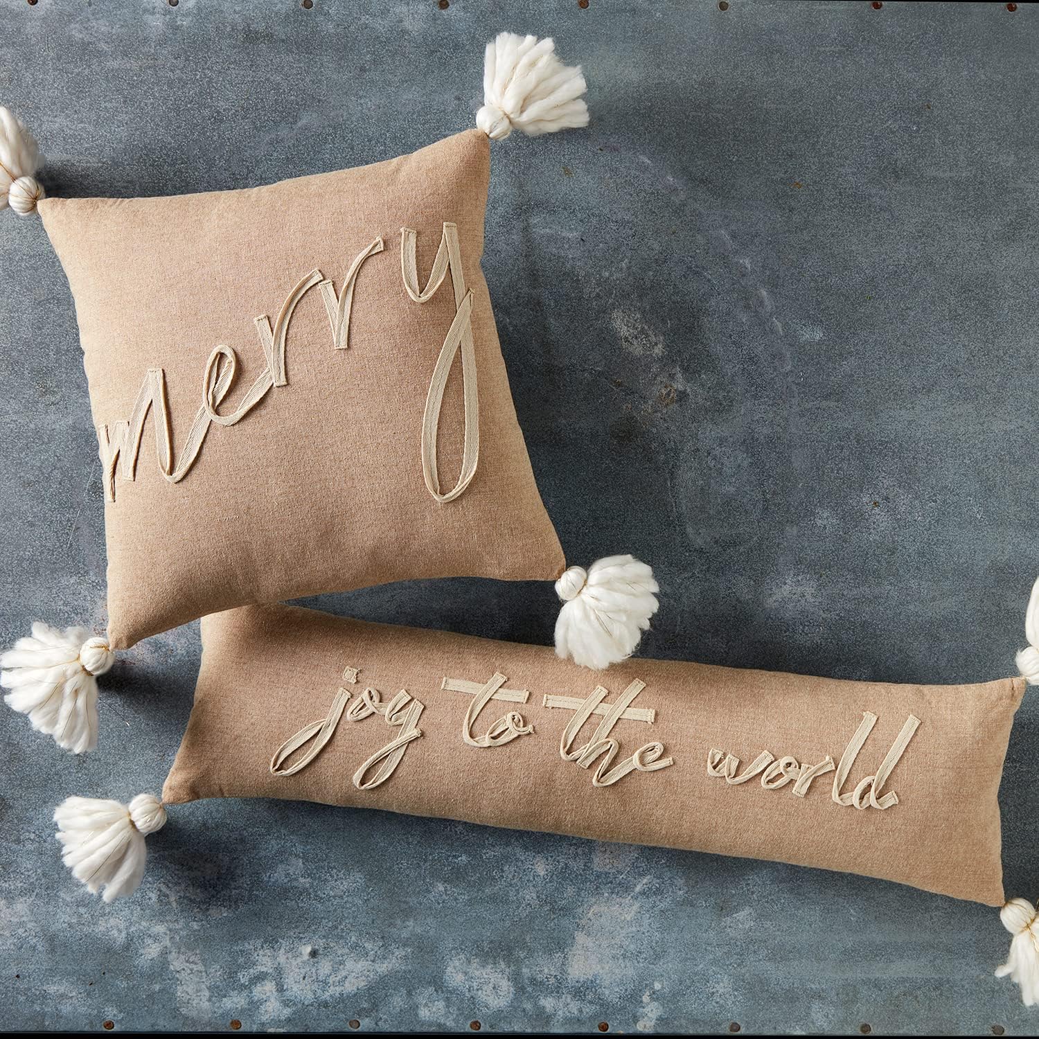 Mud Pie Christmas Gold Tassel Pillow, 10" x 35", Lumbar 76 Count