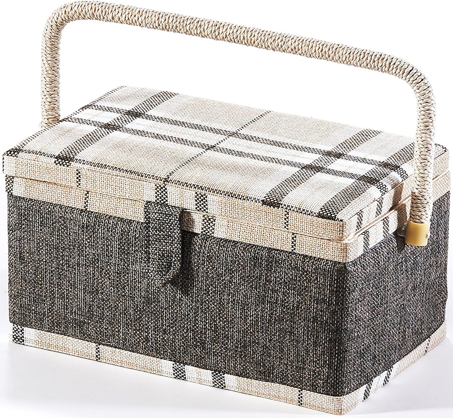 Nähkästchen Gesthüsen - Handarbeitskorb Grau-braun-beige Mit Nadelkissen