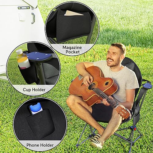 Miniatura 7 de Outsunny Hamaca doble, silla de camping plegable, con respaldo ajustable, mecedora con soporte para tazas, reposacabezas y asiento acolchado para