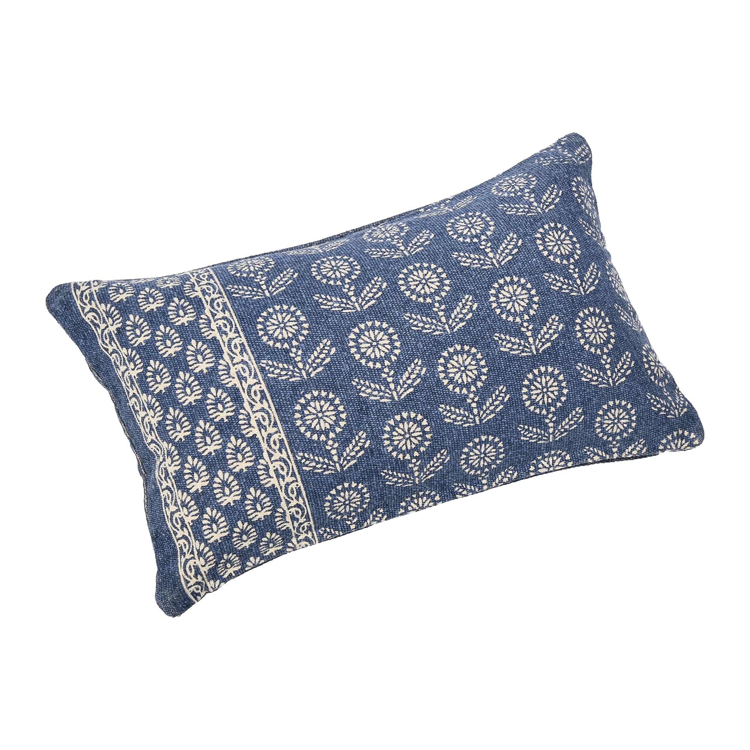 Creative Co-Op Floral Fields Lumbar Pillow Decorative Pillow Cover, 12" x 20", Blue