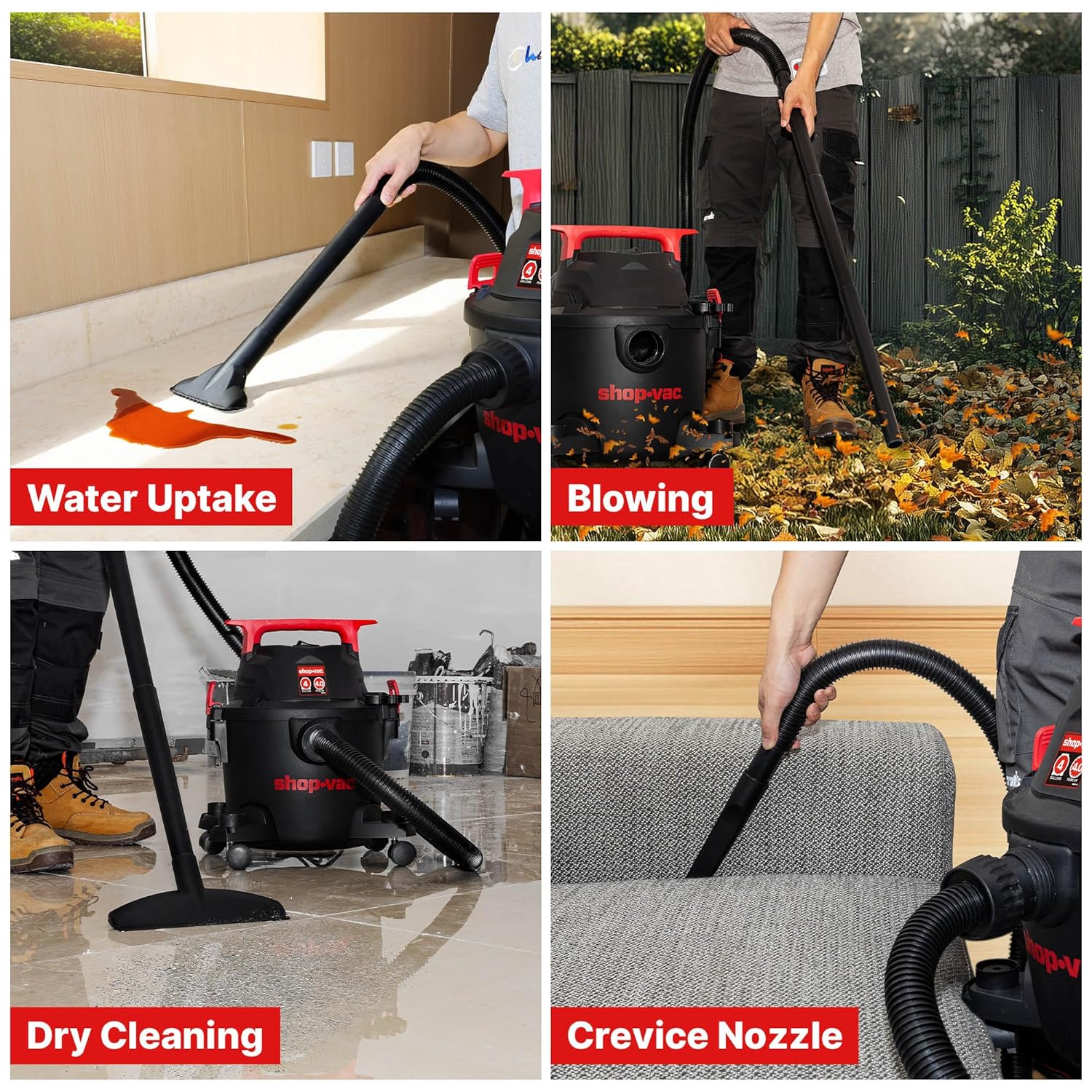 Shop-Vac 5430112 Wet/Dry Vacuum, 4 Gallon, 4 Peak HP, 1-1/4 Inch Diameter x 6 Foot Hose, 10 Foot Cord, Ideal for Jobsite, Garage, Workshop & Home