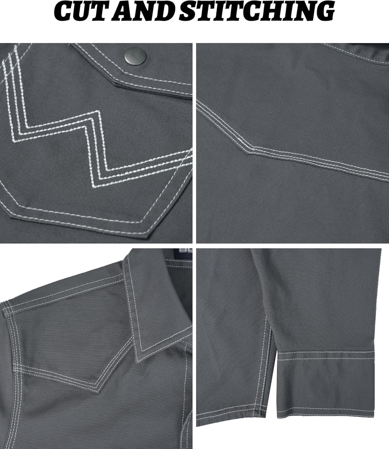 BOCOMAL FR Welding Shirts Heavyweight Stretch Canvas Snaps Down Reinforced Stitching Western Style Fire Resistant Jackets - Image 5