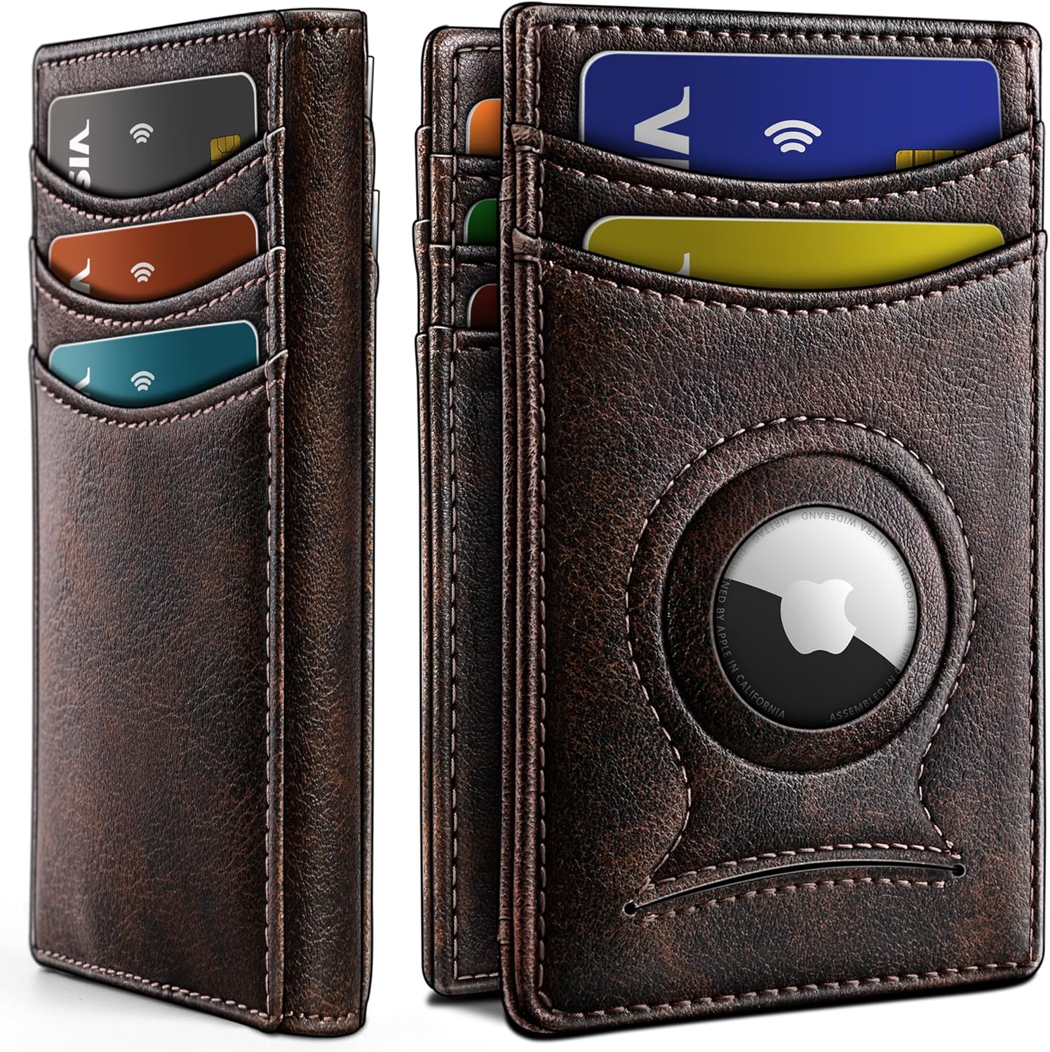 BULLIANT Men Airtag Wallet,Slim Wallet Money Clip Card Holder Magnetic Closure 12 Cards in Front Pocket RFID Blocking