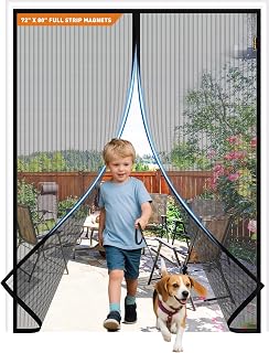 MAGZO Full Strip Magnetic Screen Door Weighted Bottom Fit Door Size 72"x80"