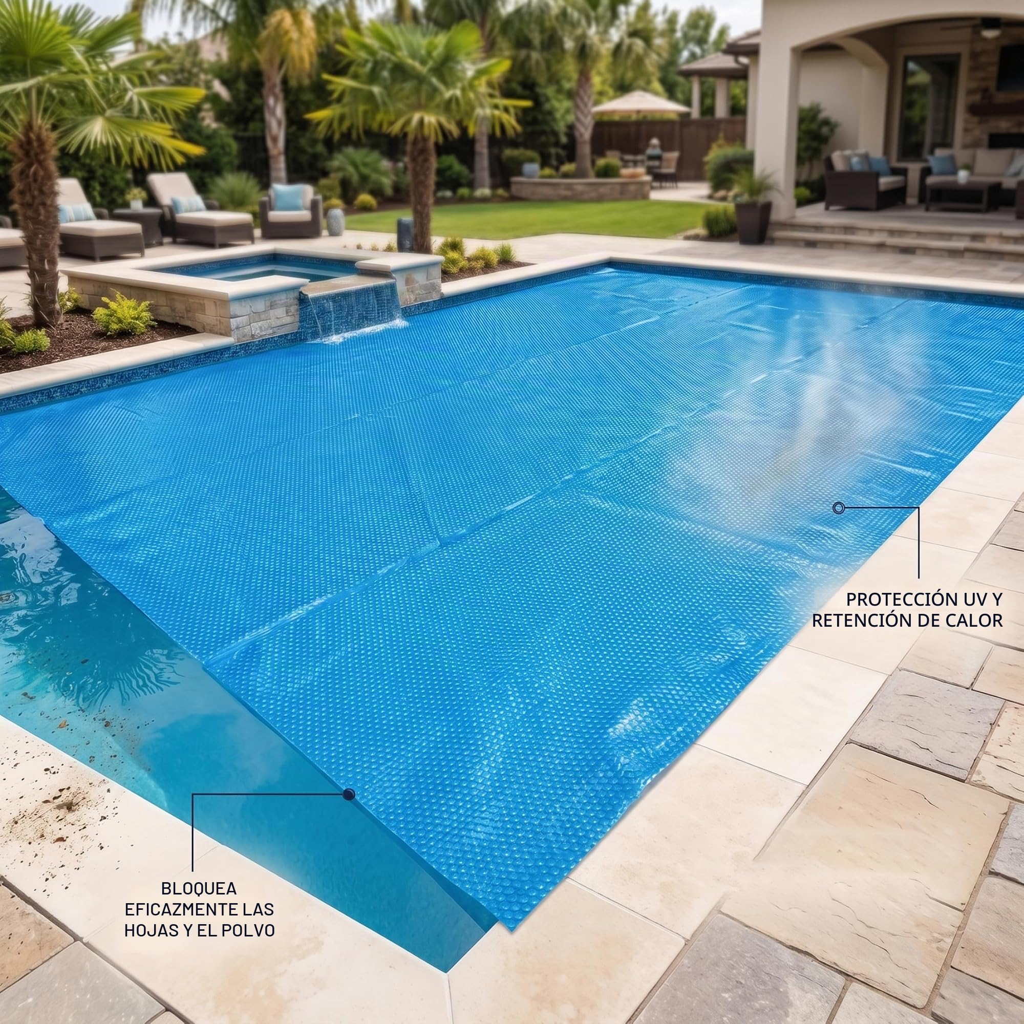 Cubierta Solar para Piscina elevada, Cubiertas solares rectangulares para Piscinas, Manta de PE de Burbujas en Forma de corazón para Piscina subterránea o elevada, 300x200 cm