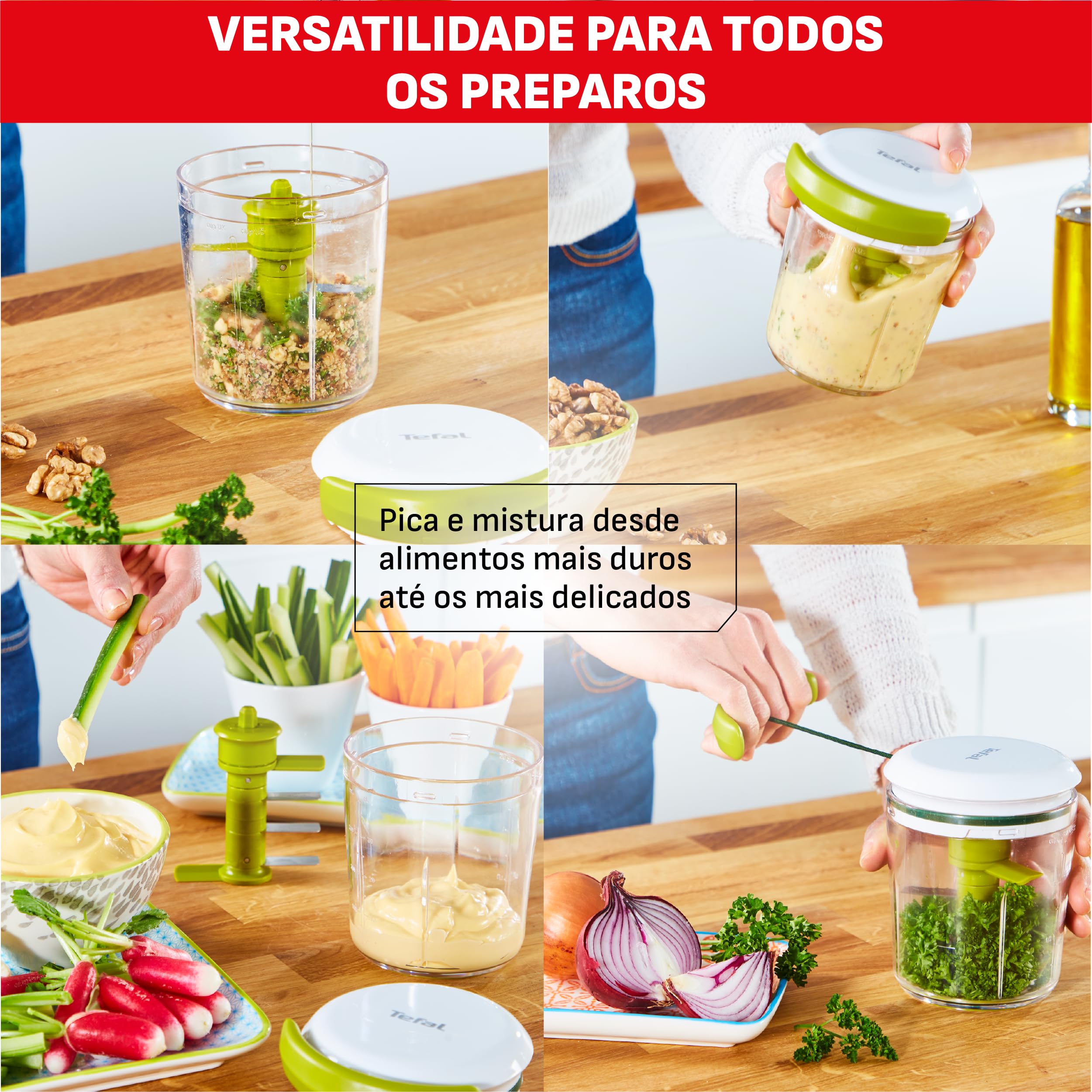 Tefal 5 Second Chopper Shaker K16441-5 secondi, tritatutto manuale da 450 ml, tritato grossolano, medio e fine, lame in acciaio inox, senza elettricità, base antiscivolo e facile da pulire
