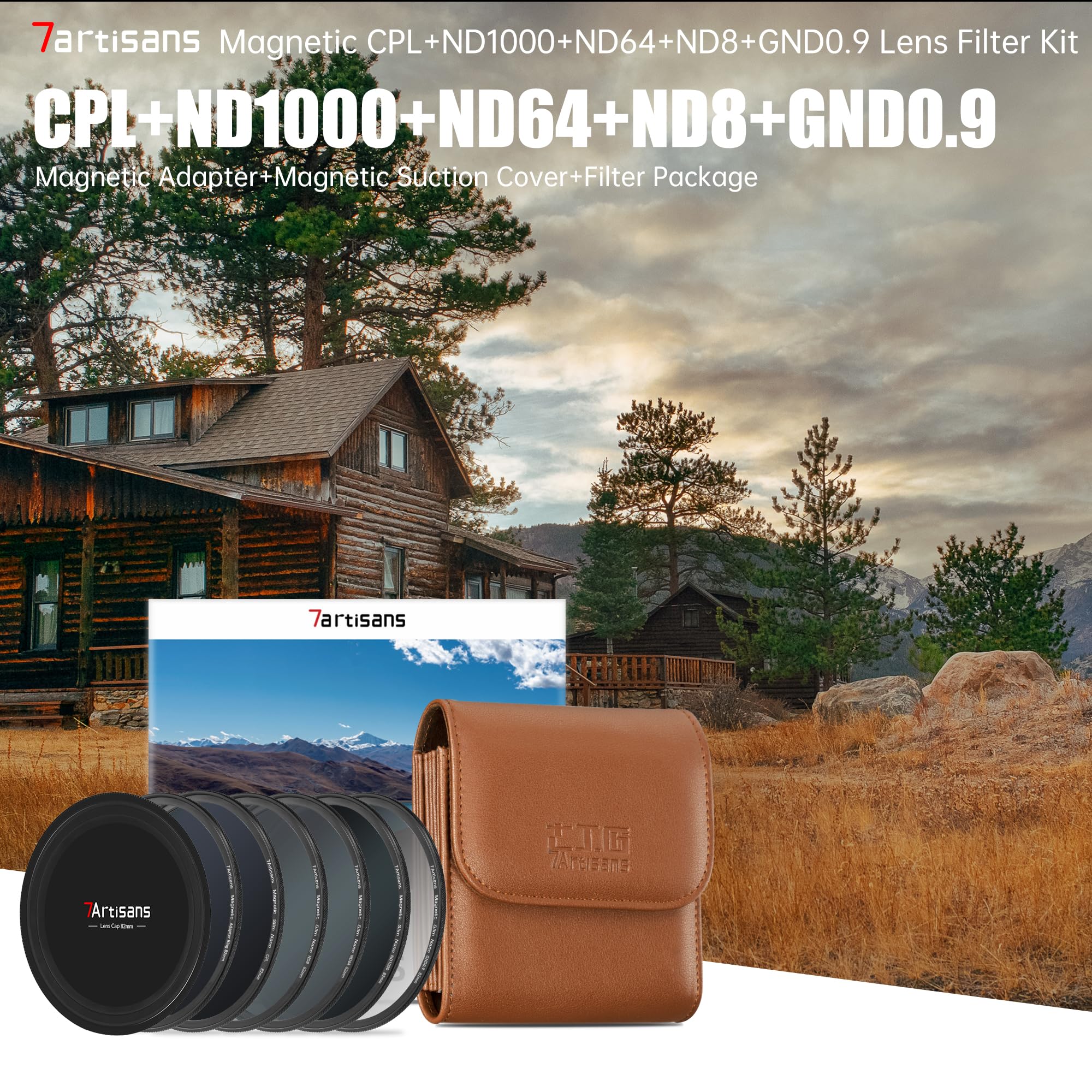 7artisans Nano Magnetic Filter UV Filter ND Light Reduction Filter/CPL Polarization Filter/GND Gradient Filter/Black Mist 1/4 Portrait Photography Filter Suitable for Lens(82mm 5-IN-1 Set) - Image 4