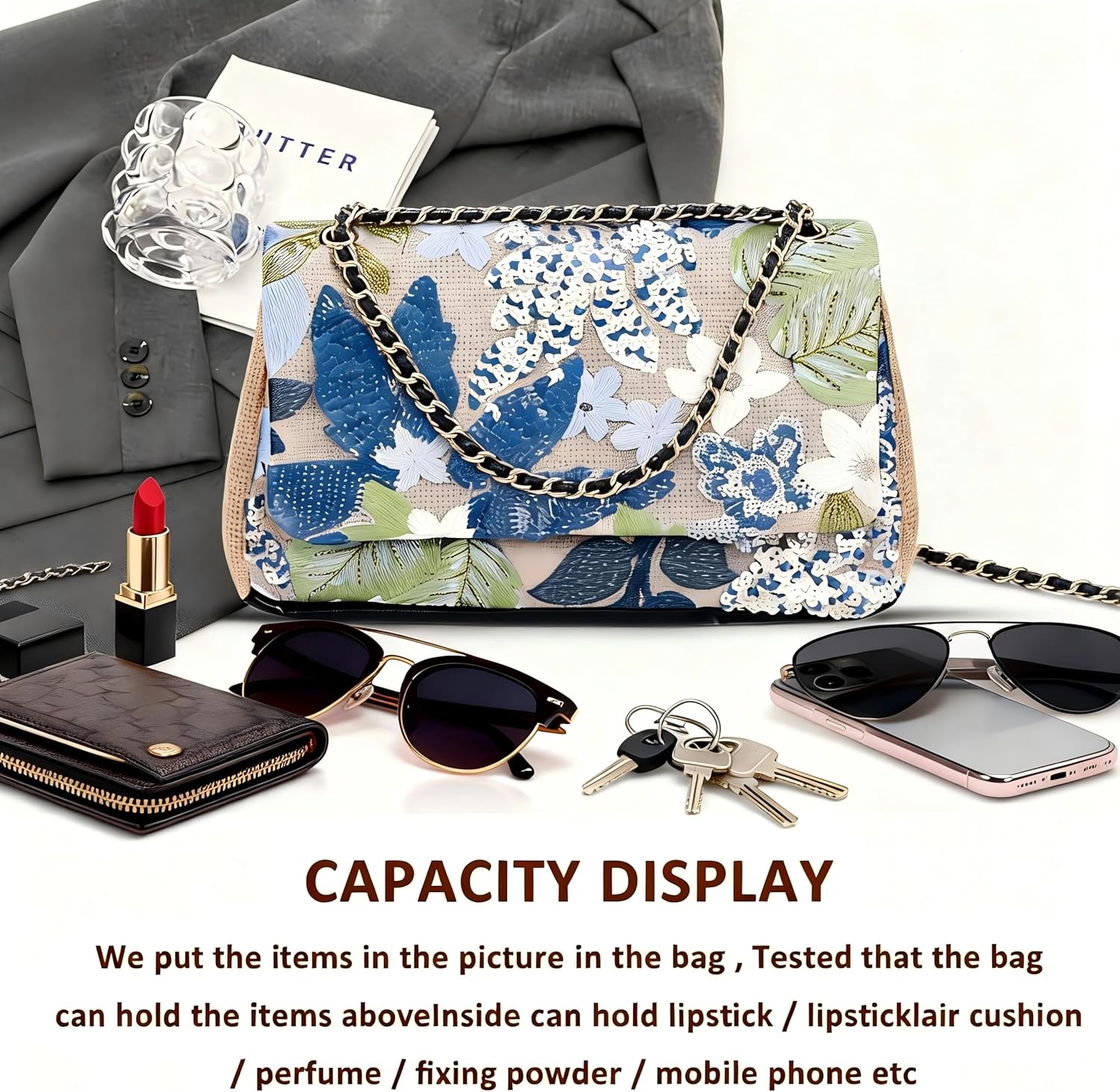 Handmade Sequin Embroidery Straw Tote - Bohemian Shoulder Bag, Large Capacity, Perfect for Vacation, Travel, Daily Use & Banquets (Blue Flower) - Image 6