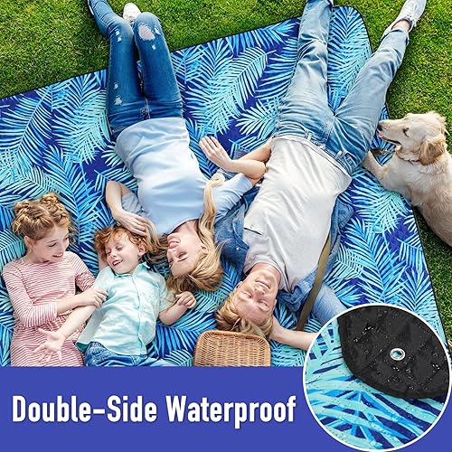 Miniatura 38 de PY SUPER MODE Mantas de pícnic extra grandes, impermeables, plegables, para exteriores, de gran tamaño, 83 x 79 pulgadas, a prueba de arena, tapete