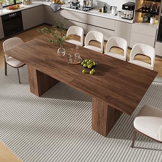 70-93IN Extendable Rectangular Dining Table with Storage for 8 10 12,93''Modern Farmhouse Expandable Kitchen Table,Fluted Wood Door Long Wooden Tables,Double Pedestal Base for Kitchen,Dinner,Walnut