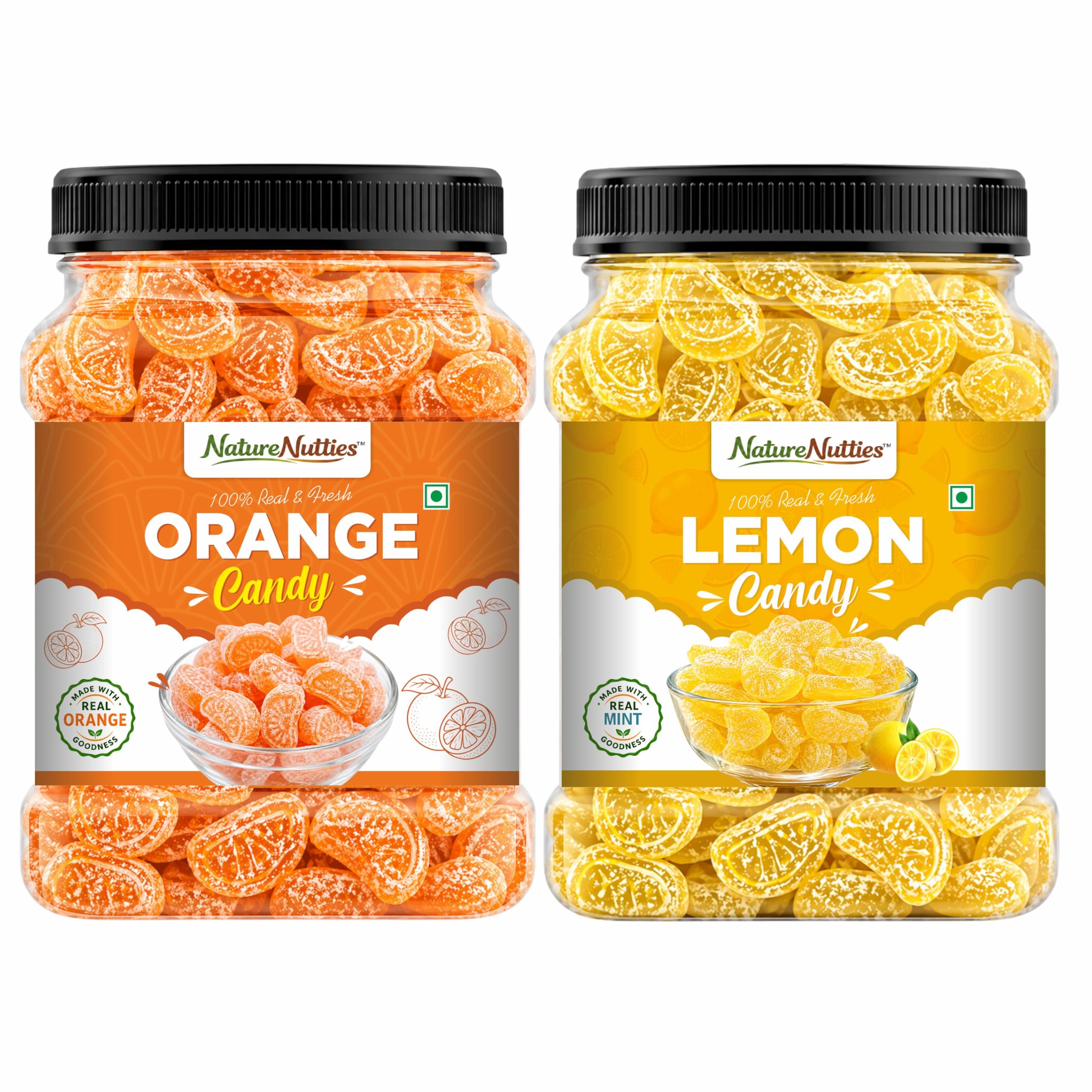 Nature Nutties™ Orange & Lemon Candy Combo | Sweet & Tangy Citrus Flavoured Hard Boiled Candy | 100% Real & Fresh Fruity Sweets for Kids & Adults (500 Gram)-image-20
