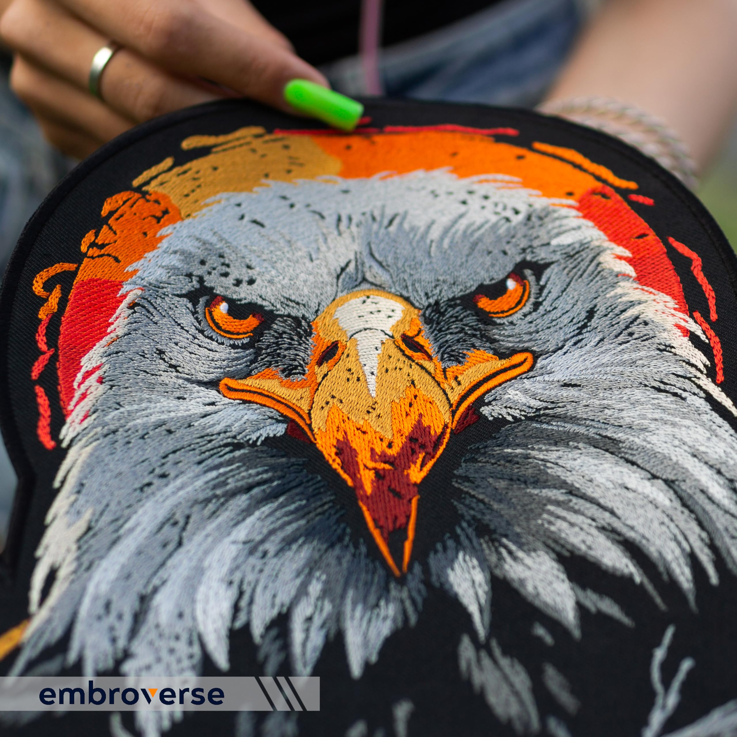 EMBROVERSE Weißkopfseeadler Rückenaufnäher, Bestickt zum Aufbügeln