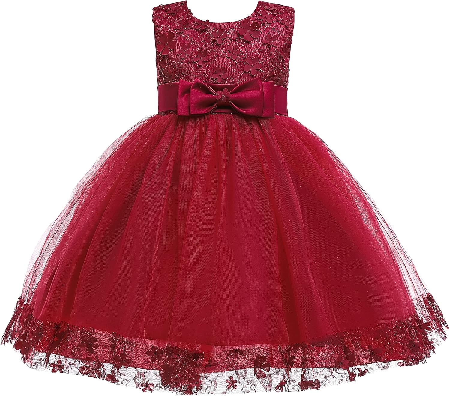 Weileenice Holiday Big/Little Girl Flower Lace A-line Wedding Party Dresses Kids Pageant Birthday Formal Dress