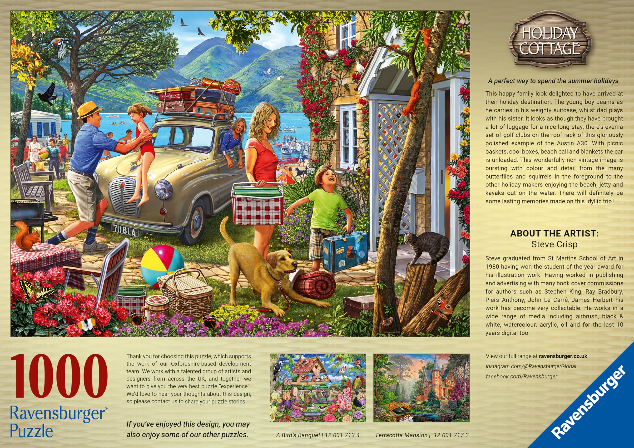 Ravensburger Holiday Cottage Puzzle 1000 pièces – Charmante scène de Chalet Familial d'été par L'Artiste Steve Read