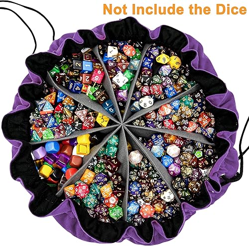 Miniatura 16 de SIQUK Bolsa grande para dados con bolsillos, bolsa de dados con cordón, bolsa de almacenamiento de dados DND, bolsa de dados de gran capacidad
