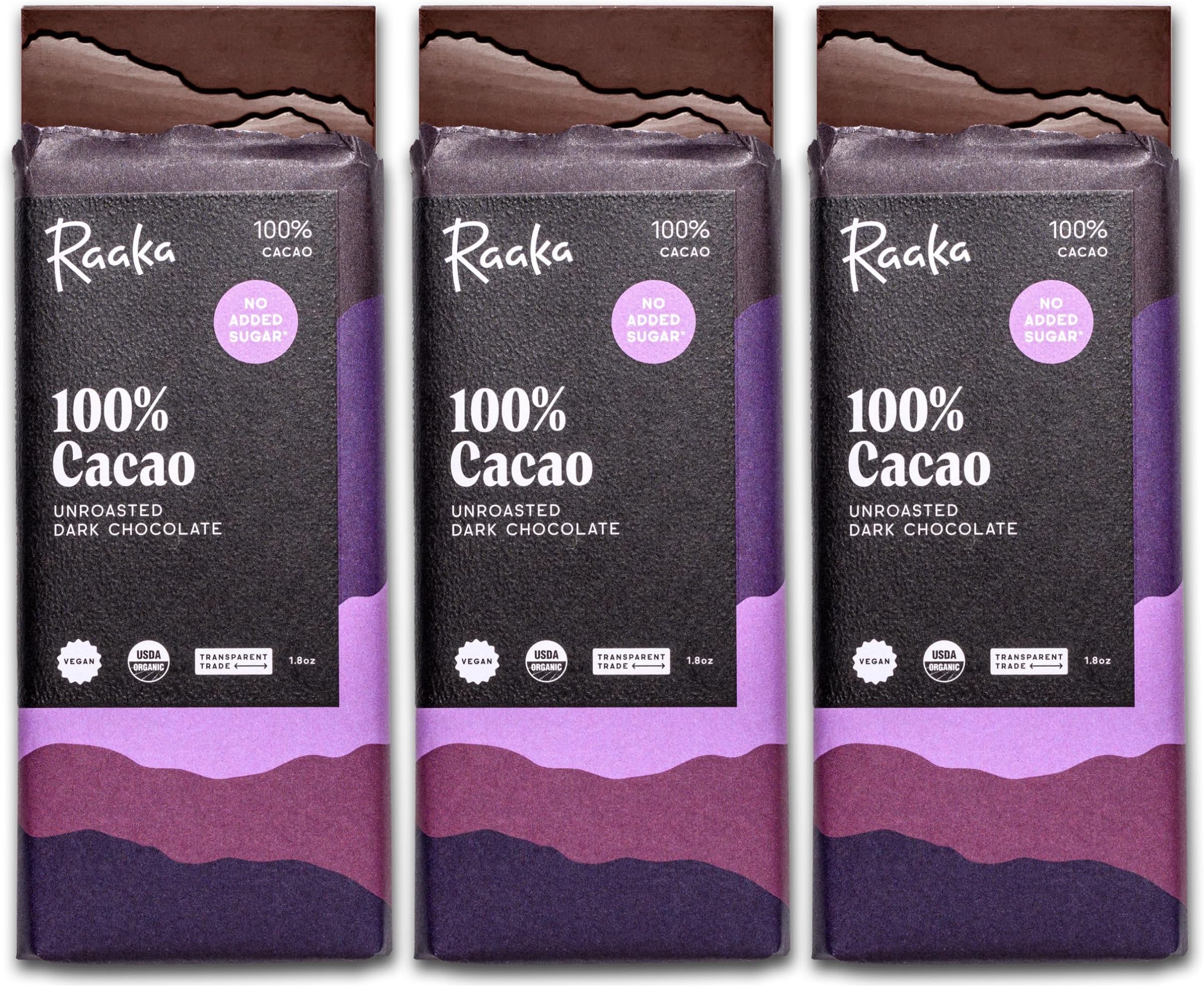 100% Dark Chocolate Bars - Unsweetened, Bitter, Sugar Free, Pure Cacao - Organic, Vegan, Soy Free, Gluten Free, Kosher, Keto, Nut Free - 1.8oz 100% Chocolate Bars, 3-Pack