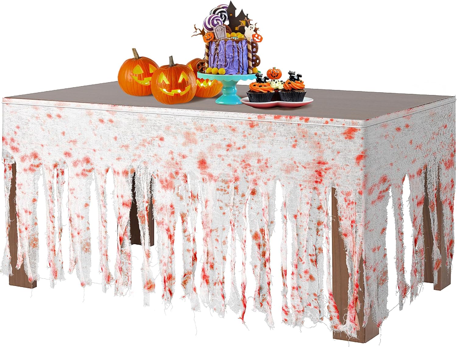 Amazon.com: codree 300 x 30 Inch Halloween Bloody Cloth Table Skirt ...