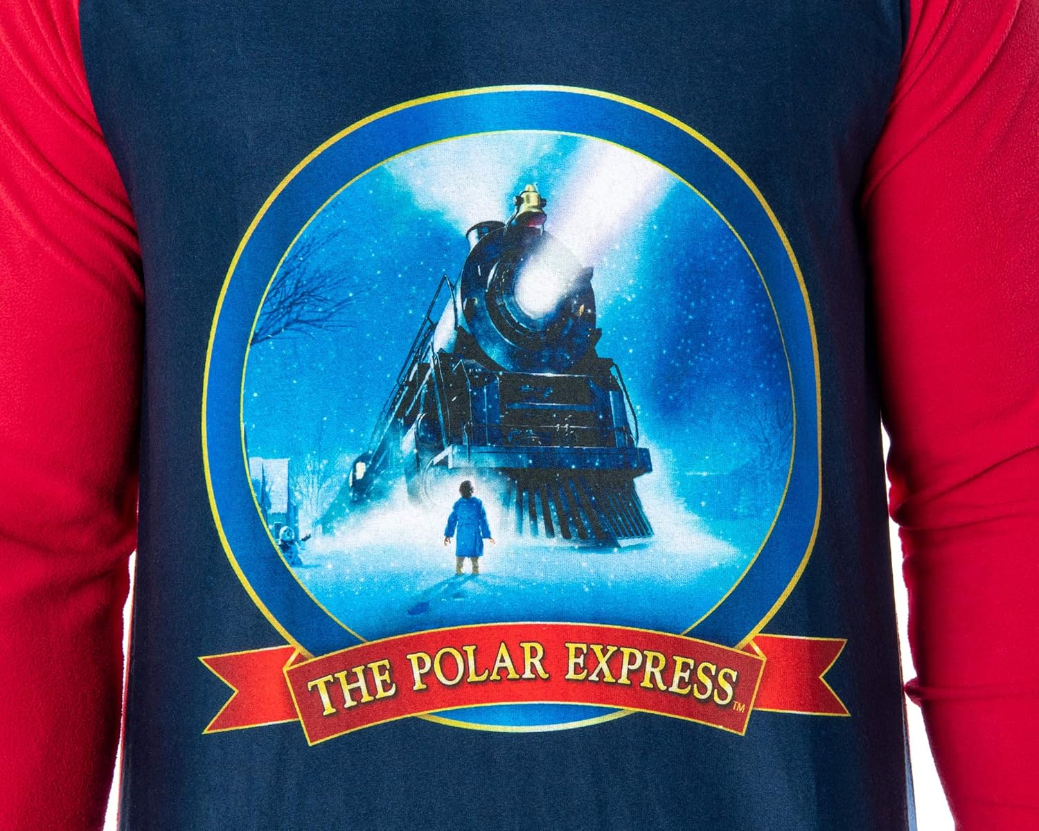 INTIMO The Polar Express Train Men's Raglan Shirt And Pants 2 Piece Sleep Lounge Pajama Set - Image 3