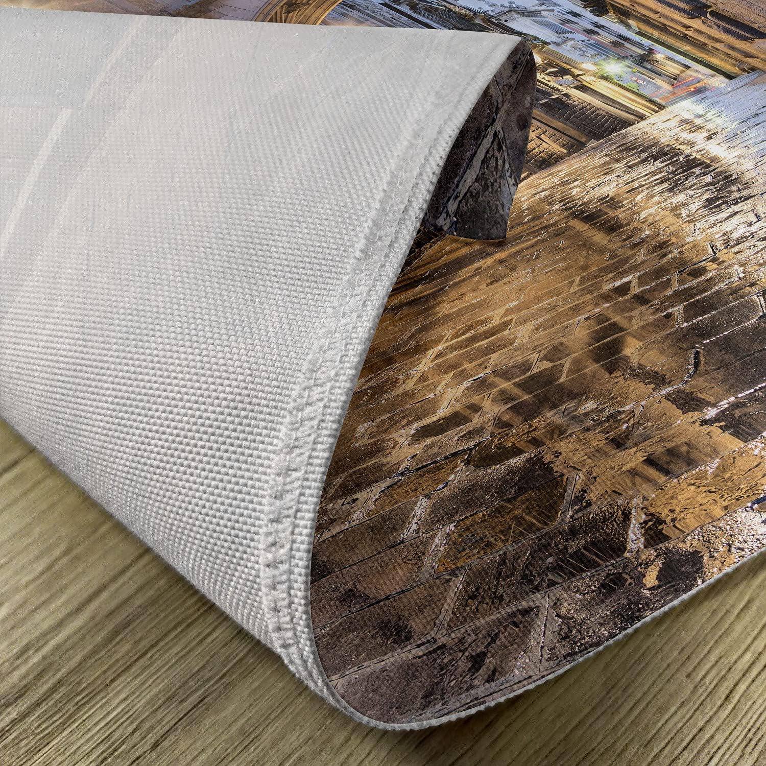 Lunarable City Place Mats Set of 4, Narrow Street Gothic Design Architecture Carrer del Bisbe Barcelona Spain Europe, Washable Fabric Placemats for Dining Room Kitchen Table Decor, Tan Pale Brown