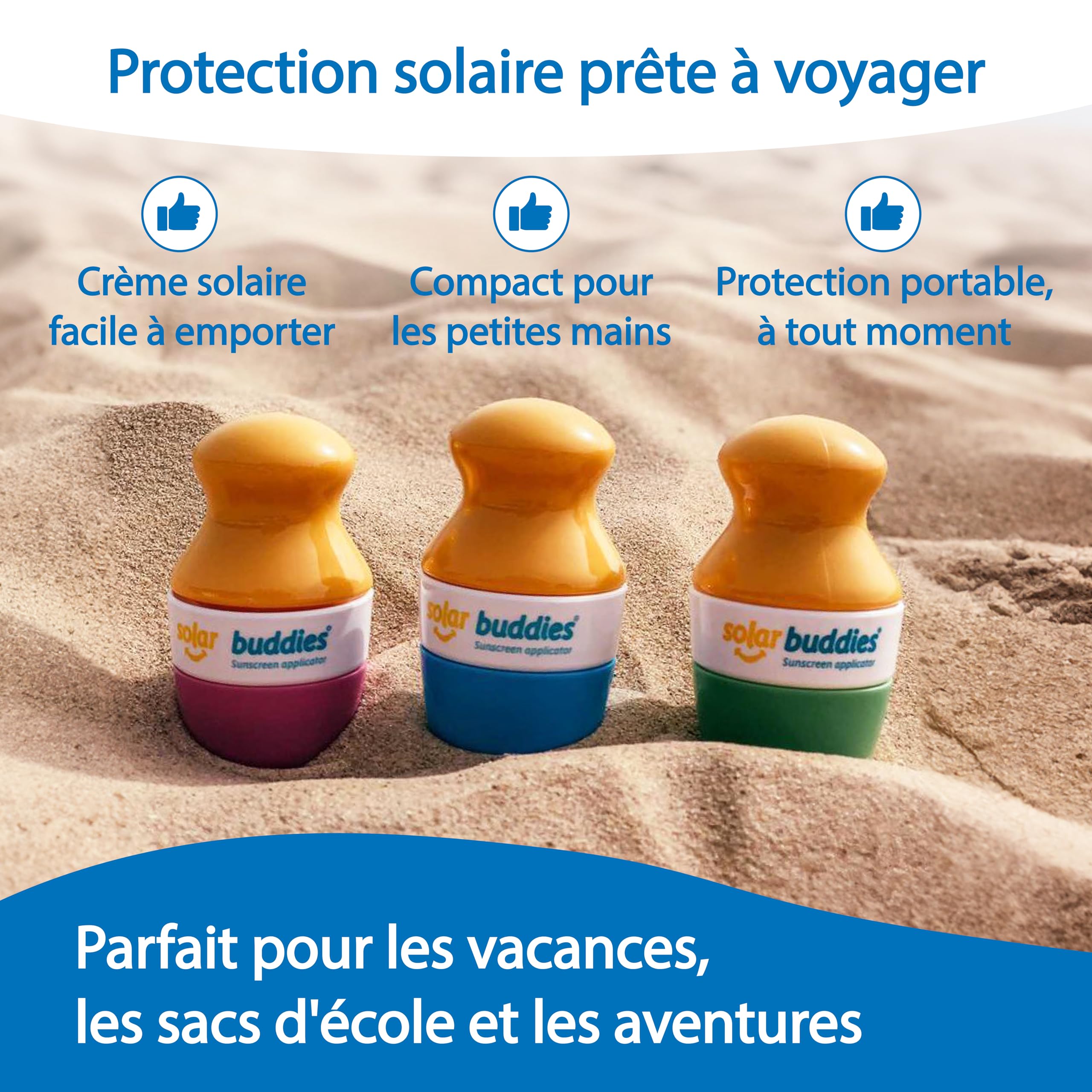 Applicateur de crème solaire Solar Buddies – Unité individuelle – Rechargeable à bille avec éponge – Crème solaire et lotions – Enfants, adultes, familles – 100 ml – Idéal voyage (Nude_N)