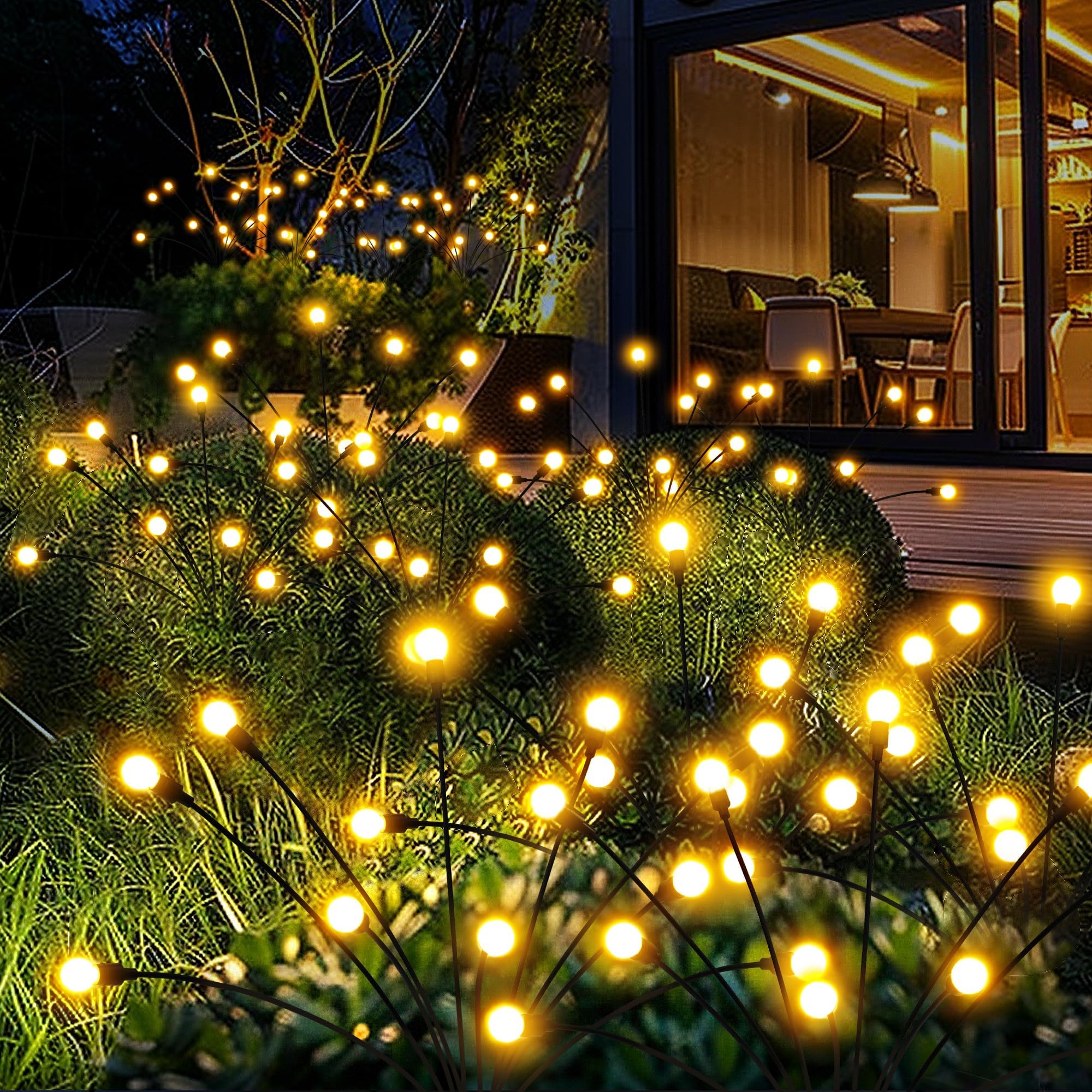 Solar Lights Outdoor Garden, 8 Pack 80 LED Firefly Outdoor Garden Lights Waterproof, Solar Powered Swaying Light for Pathway, Yard, Patio Decoration (8 Pack,Warm White)