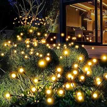 Solar Lights Outdoor Garden, 8 Pack 80 LED Firefly Outdoor Garden Lights Waterproof, Solar Powered Swaying Light for Pathway, Yard, Patio Decoration 8 Pack,Warm White