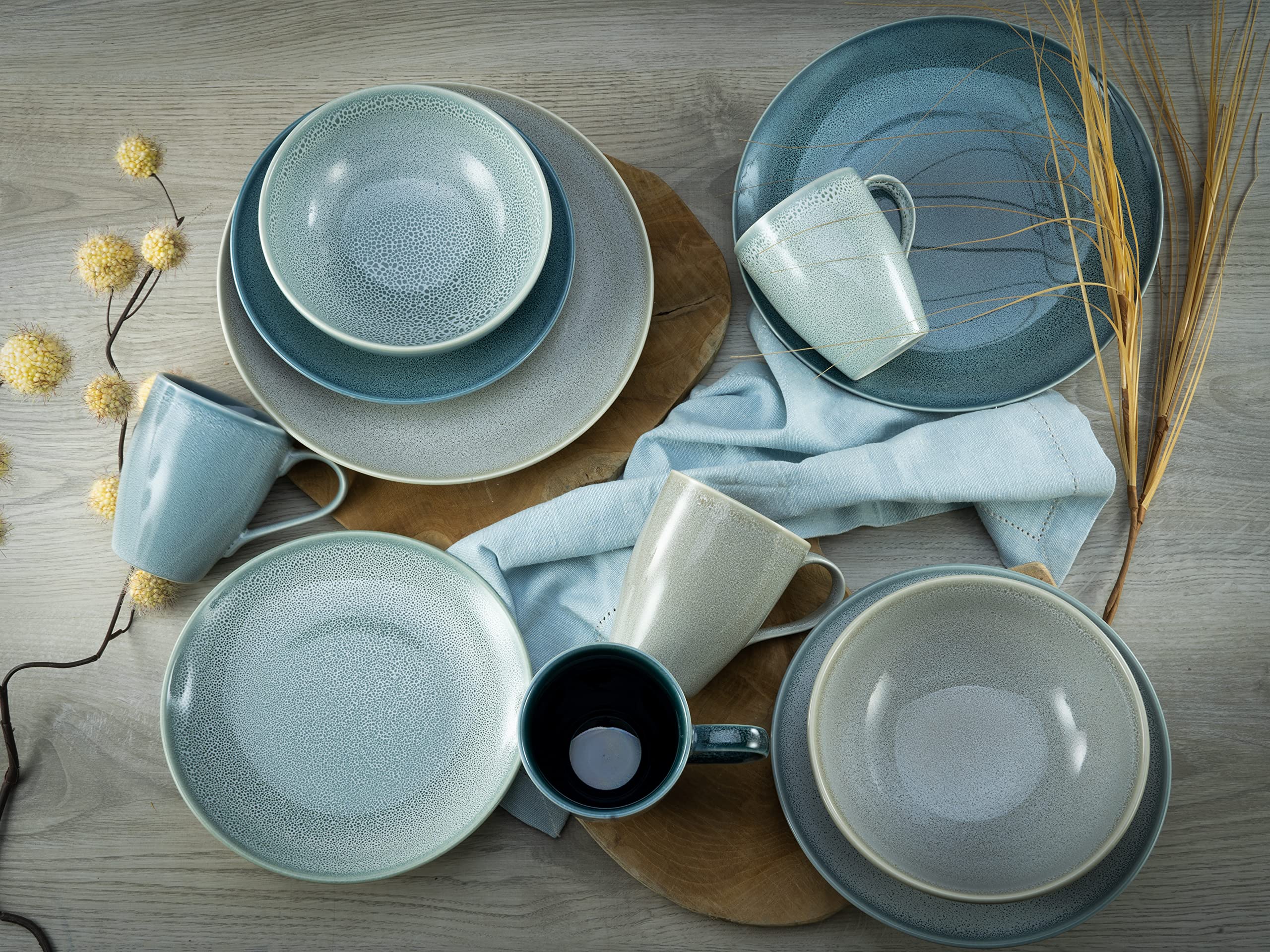 CreaTable, 23844, seria Reactive Aqua, zestaw naczyń, serwis kombi 16-częściowy