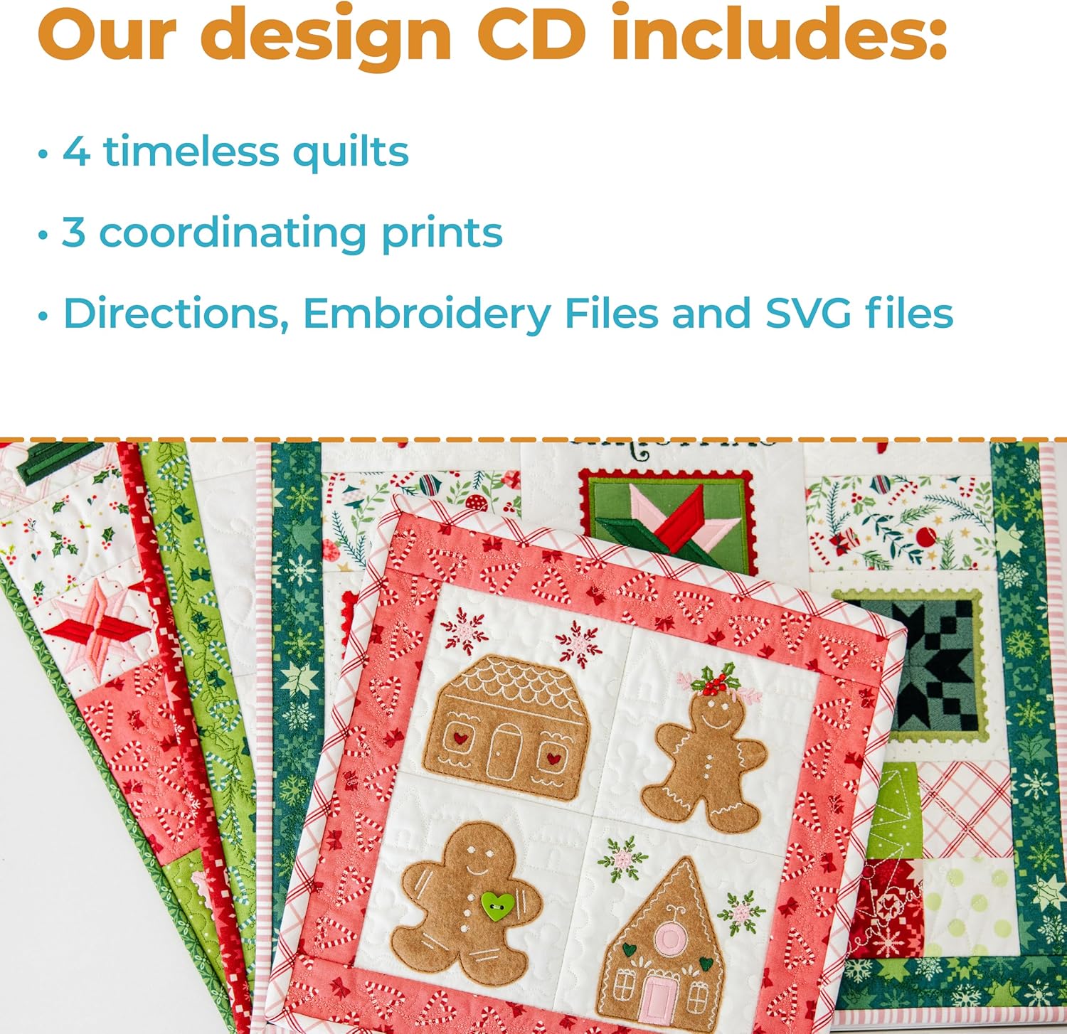 Kimberbell A Quilty Little Christmas Gallery Wall - Machine Embroidery Design CD, Quilting Templates, Embroidery Patterns, 22 Unique Designs