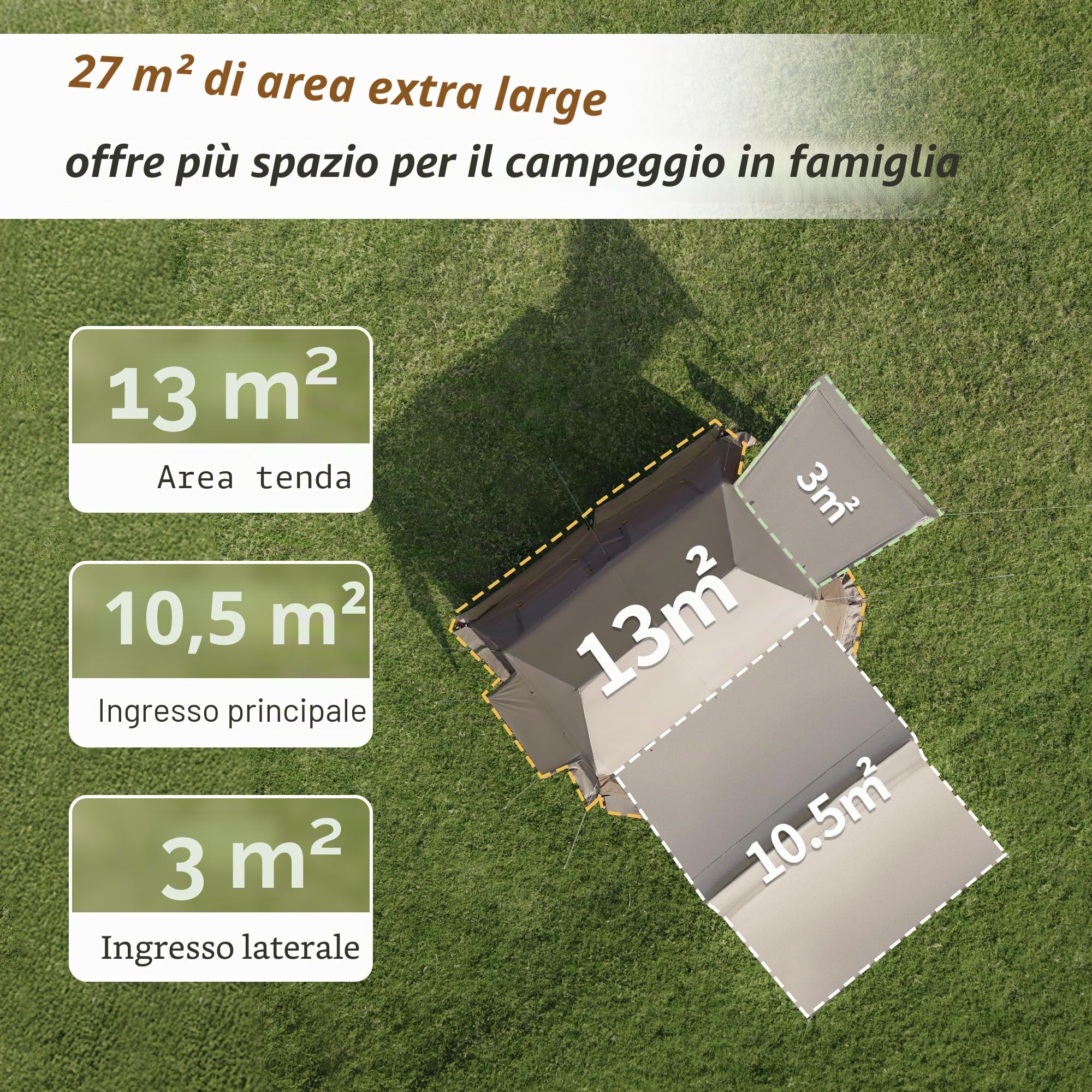 Naturehike Village 13.0 ㎡ Tenda familiare pop-up tenda da campeggio, tenda da campeggio per 4-6 persone, grande tenda a tunnel con colonna d'acqua 2000 mm