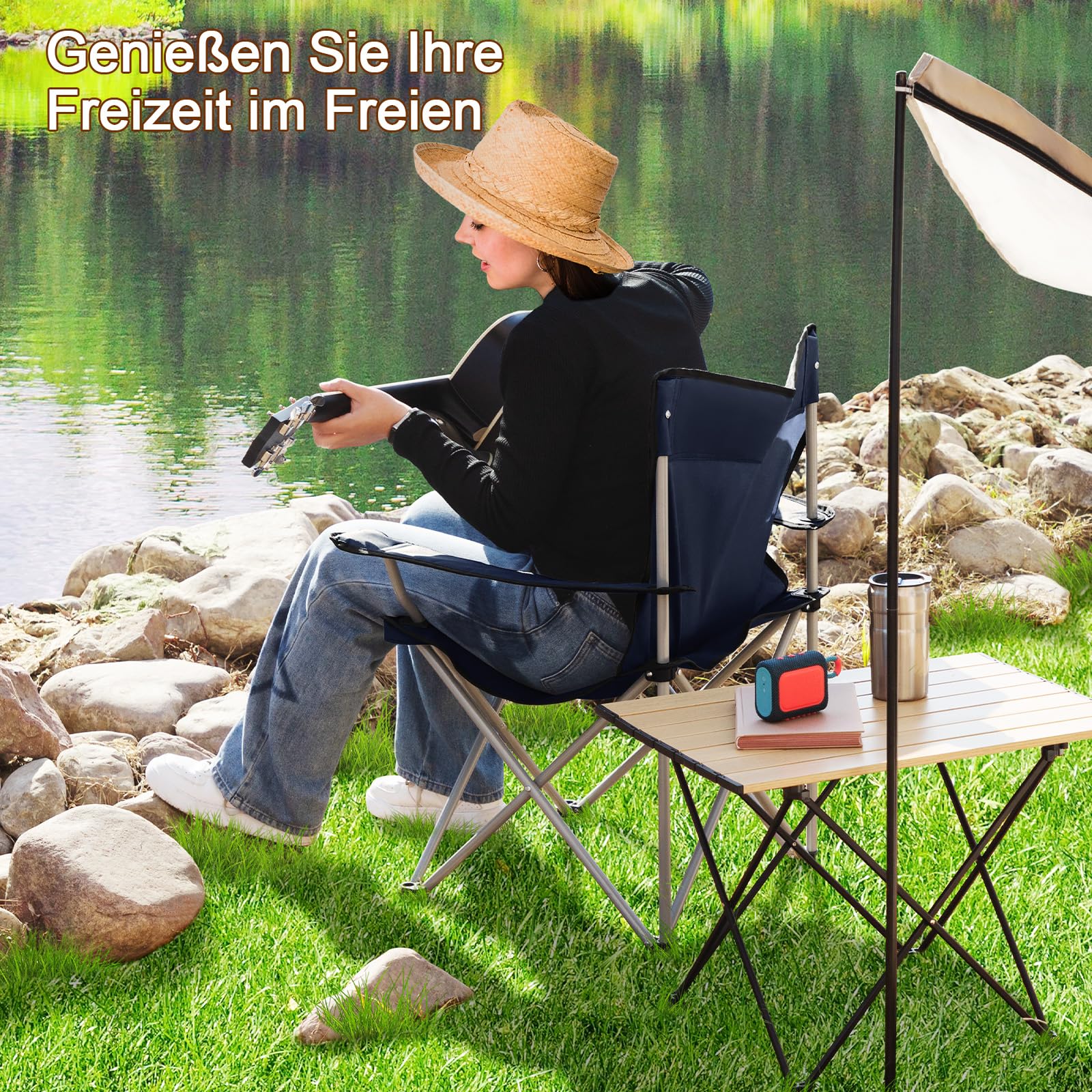 AMHANCIBLE Campingstoel, opvouwbaar, set van 2, visstoel