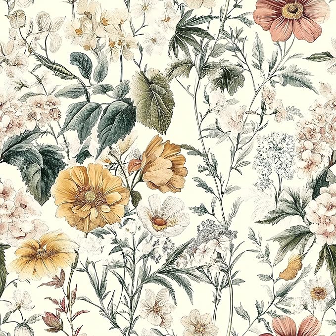 Boho Vintage Floral Peel and Stick Wallpaper